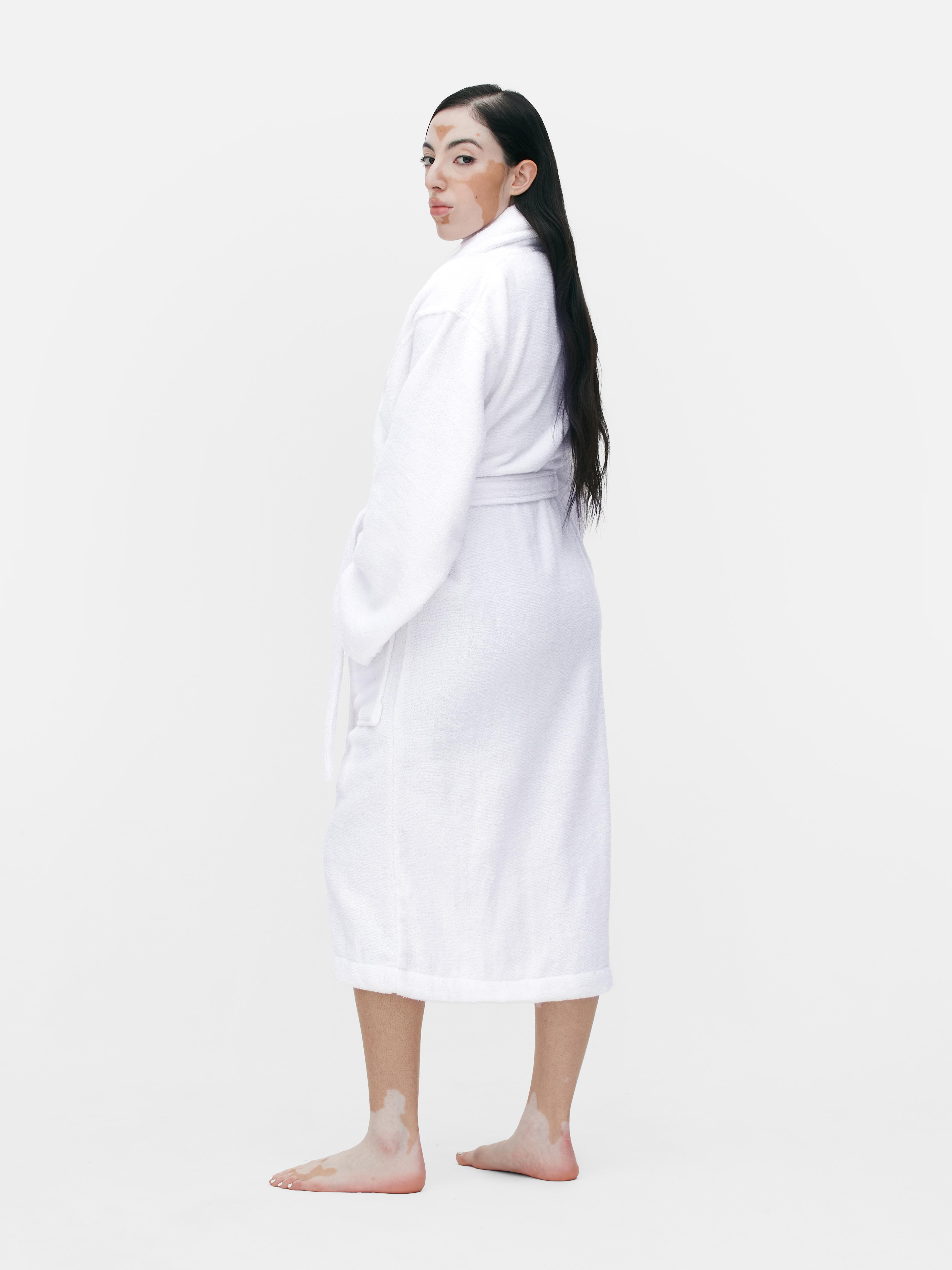 Womens White Cotton Towelling Spa Robe Primark