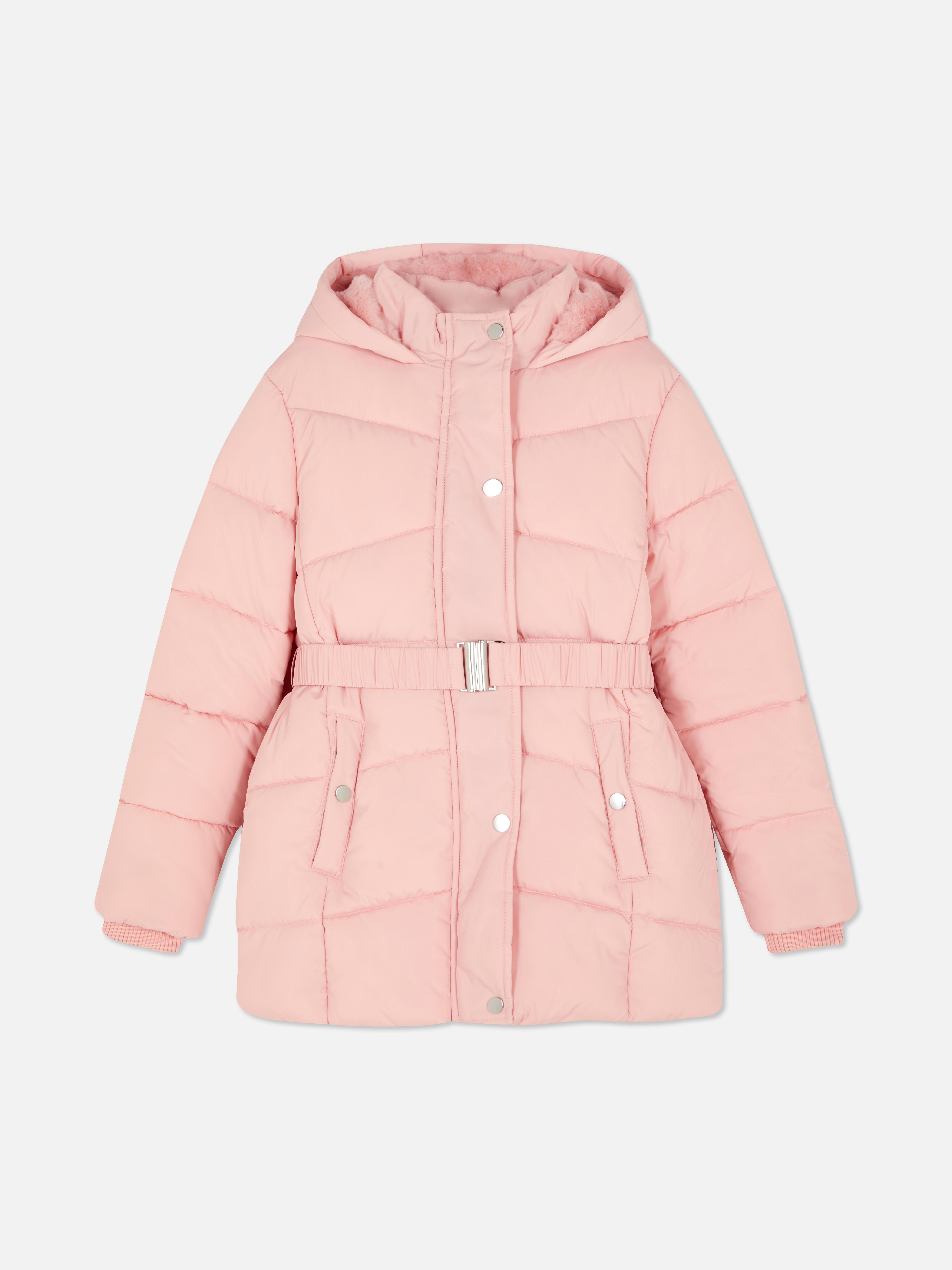 Belted Puffer Jacket Pink