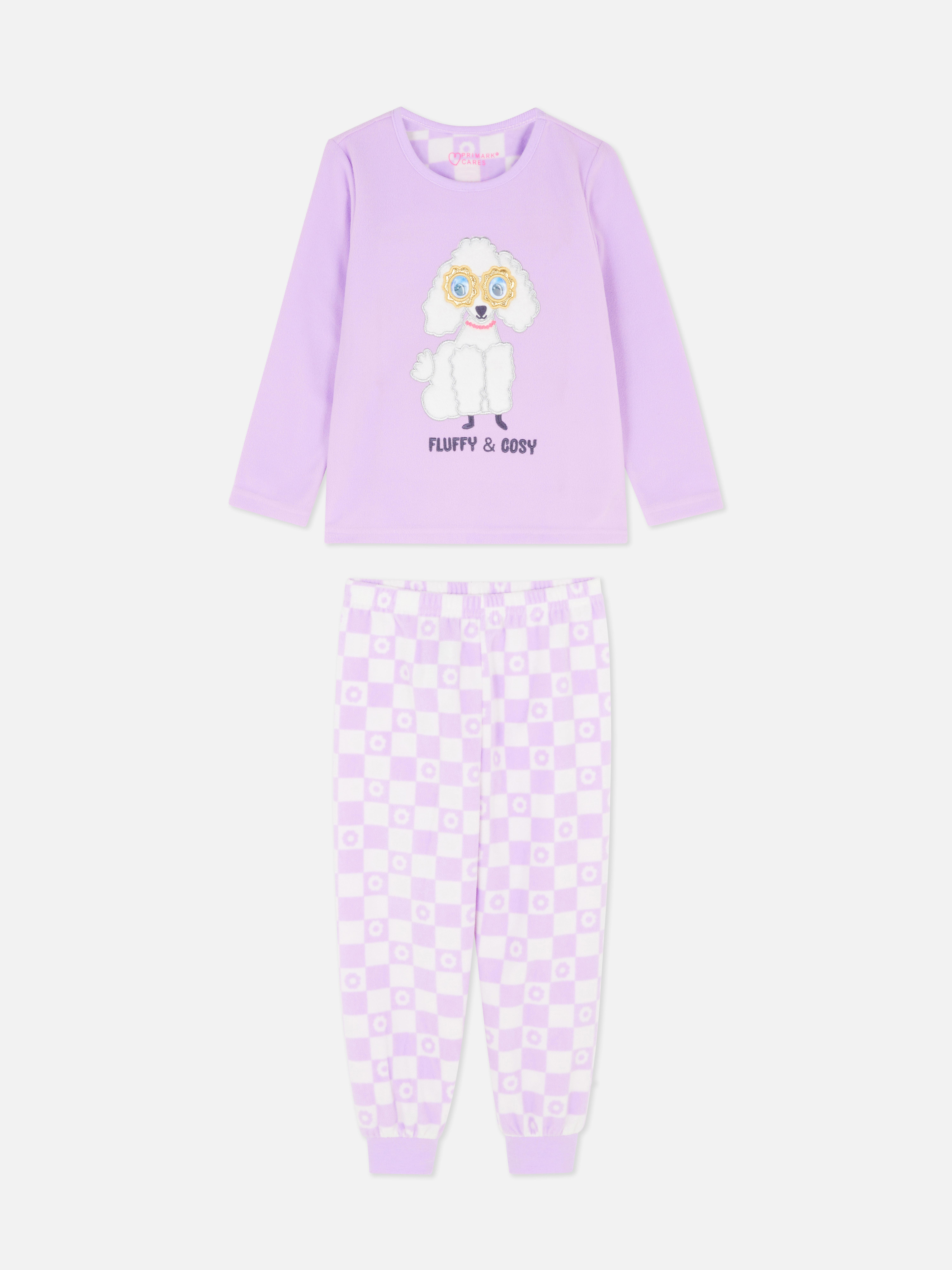 Fleece pyjama met geborduurde poedels