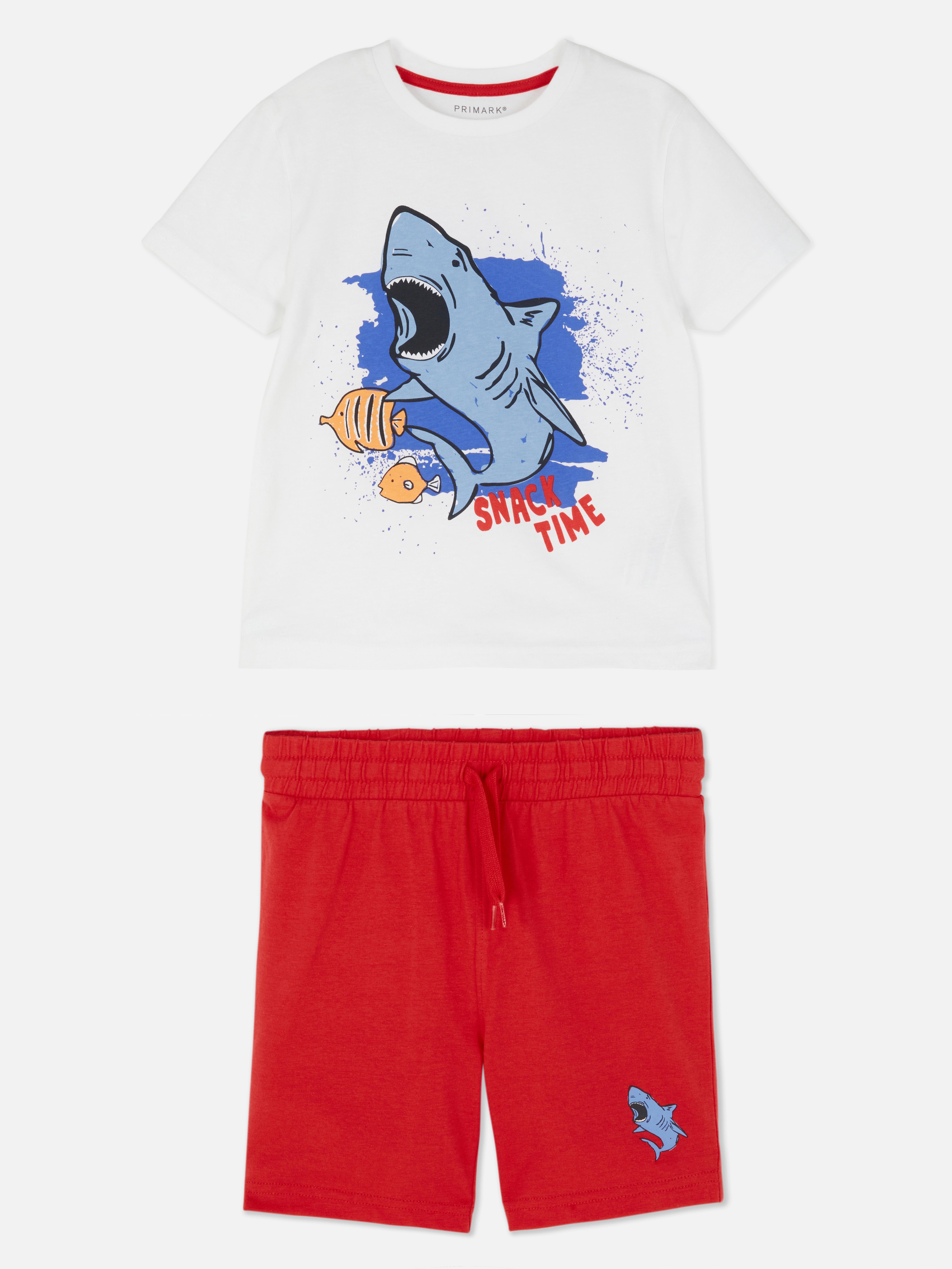 Shark Print T-shirt and Shorts Set