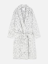 Pretty Secrets Leopard Fleece Dressing Gown With Contrast Details 