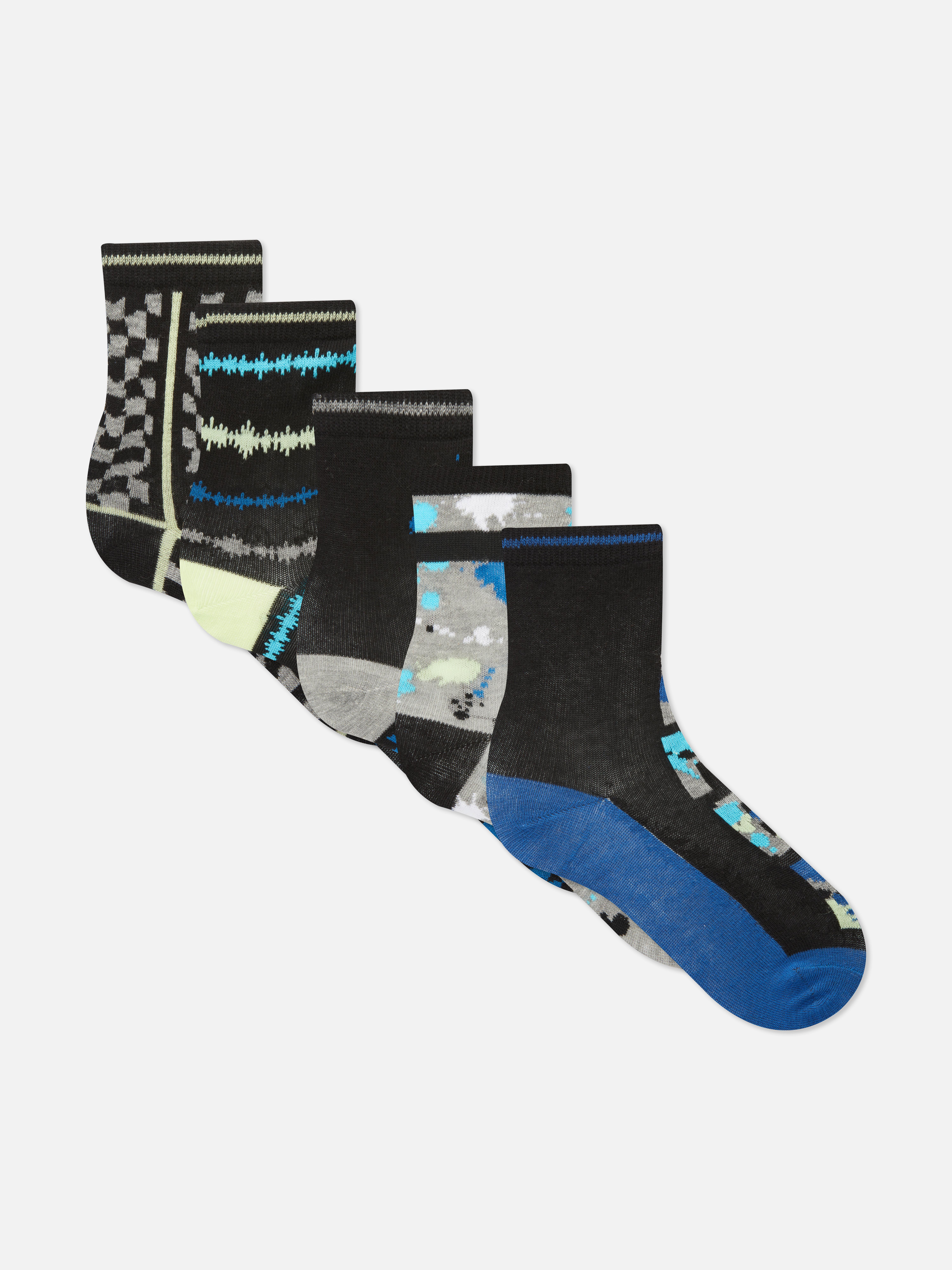 5pk Mixed Print Ankle Socks