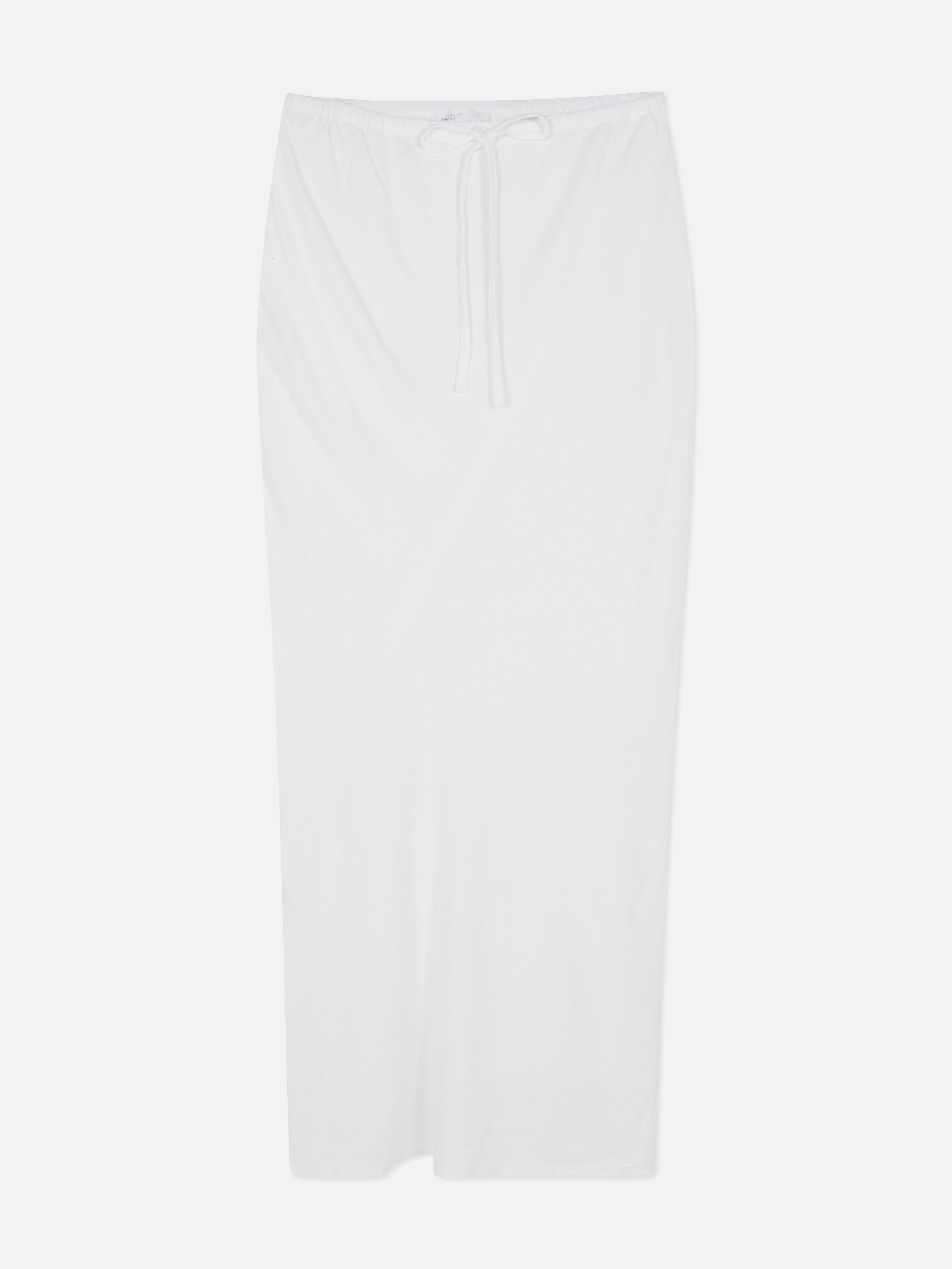 Drawstring Detail Column Midi Skirt