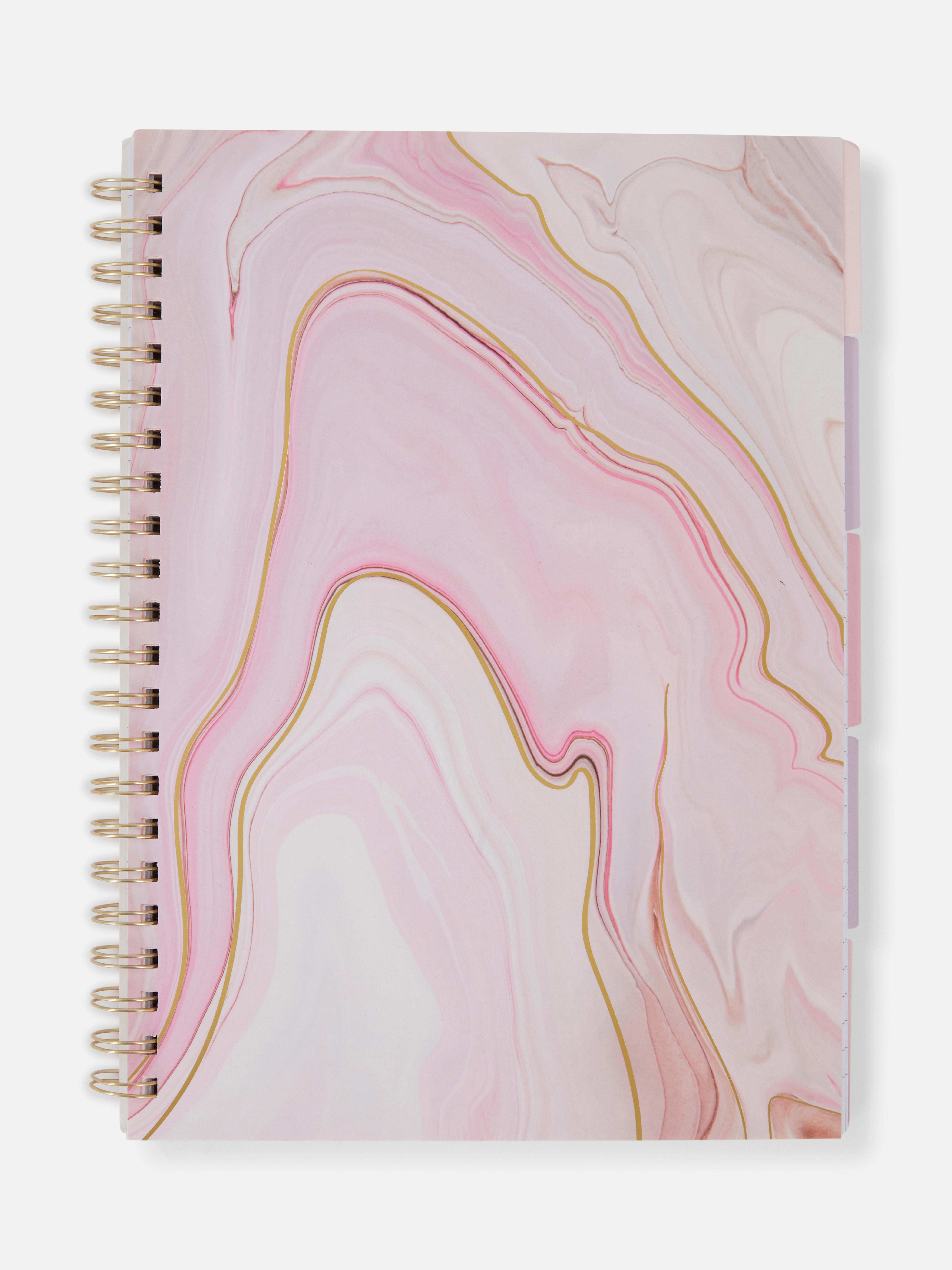 A4-Notizbuch in rosafarbener Marmoroptik