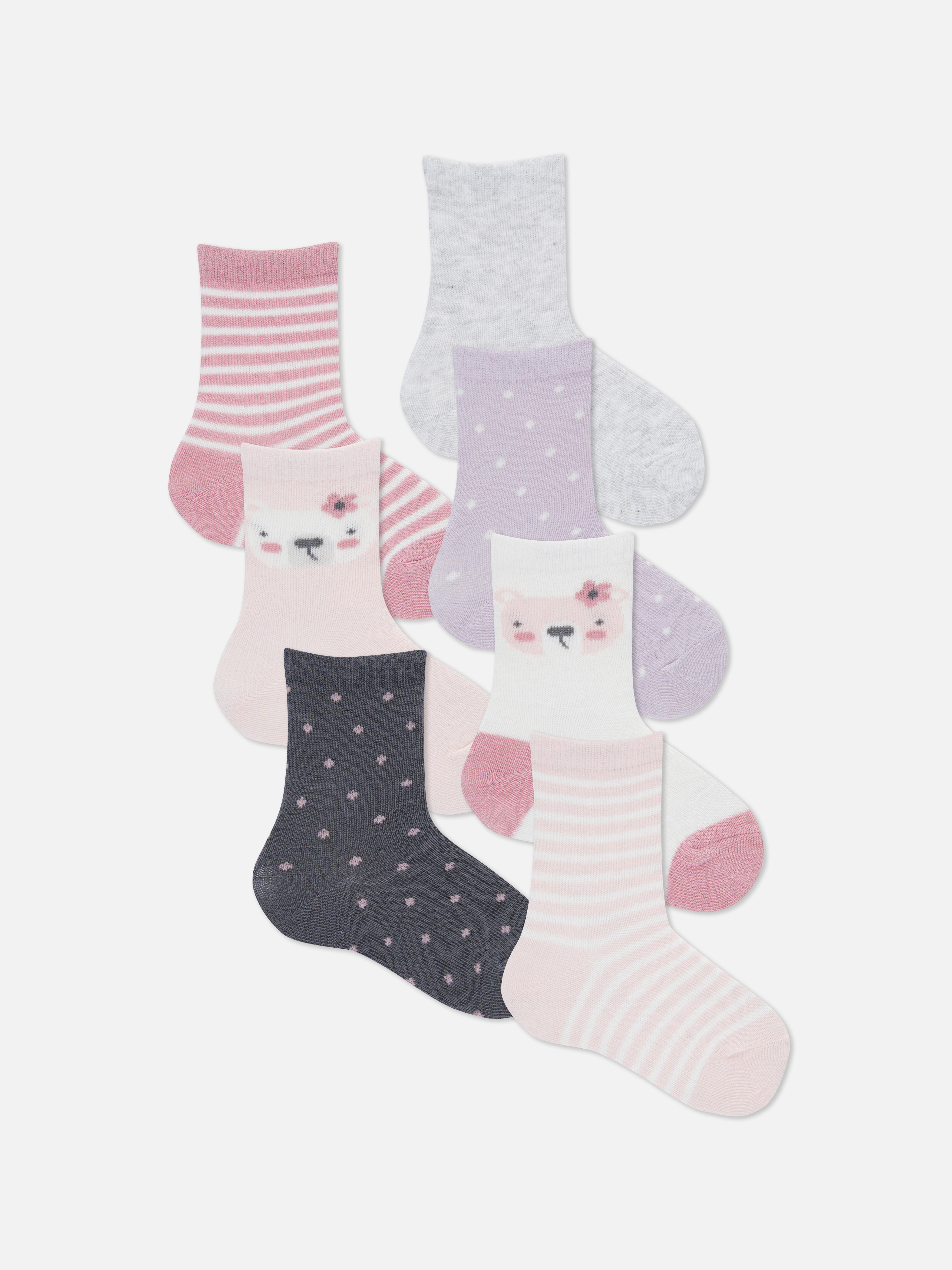 7pk Bear Patterned Ankle Socks