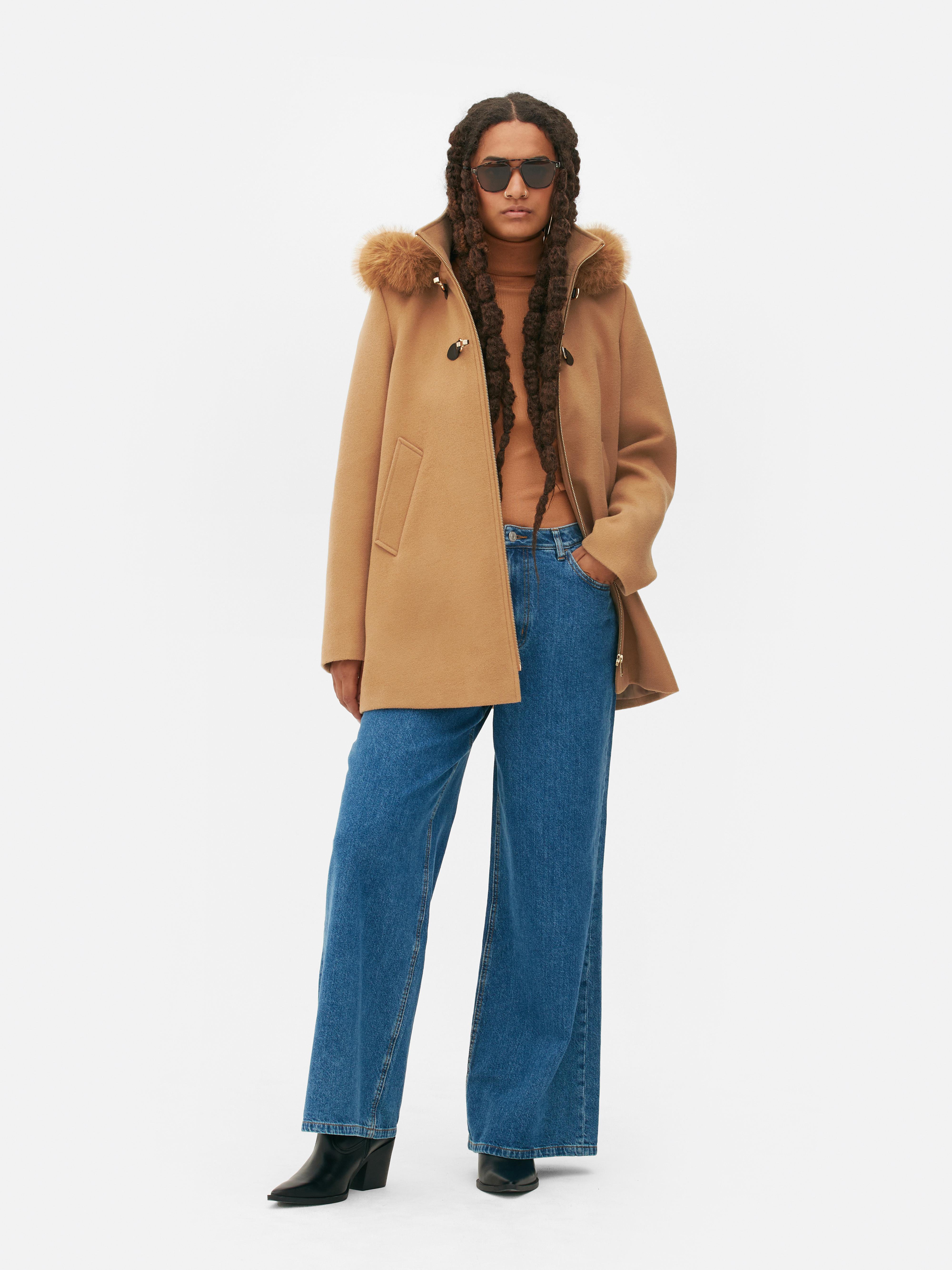 Faux Fur Hoodie Duffle Caot