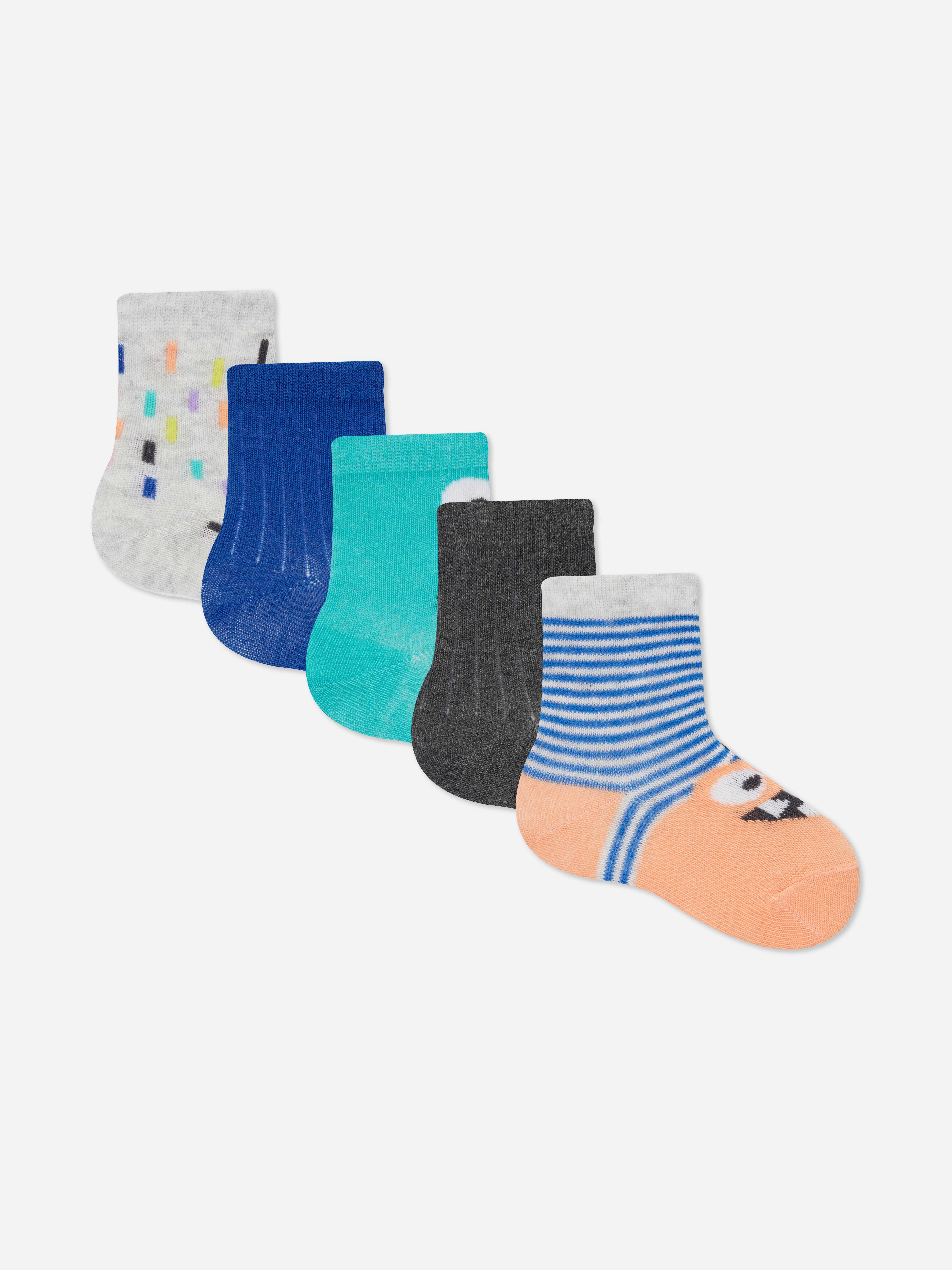 5pk Monster Pattern Ankle Socks Penneys