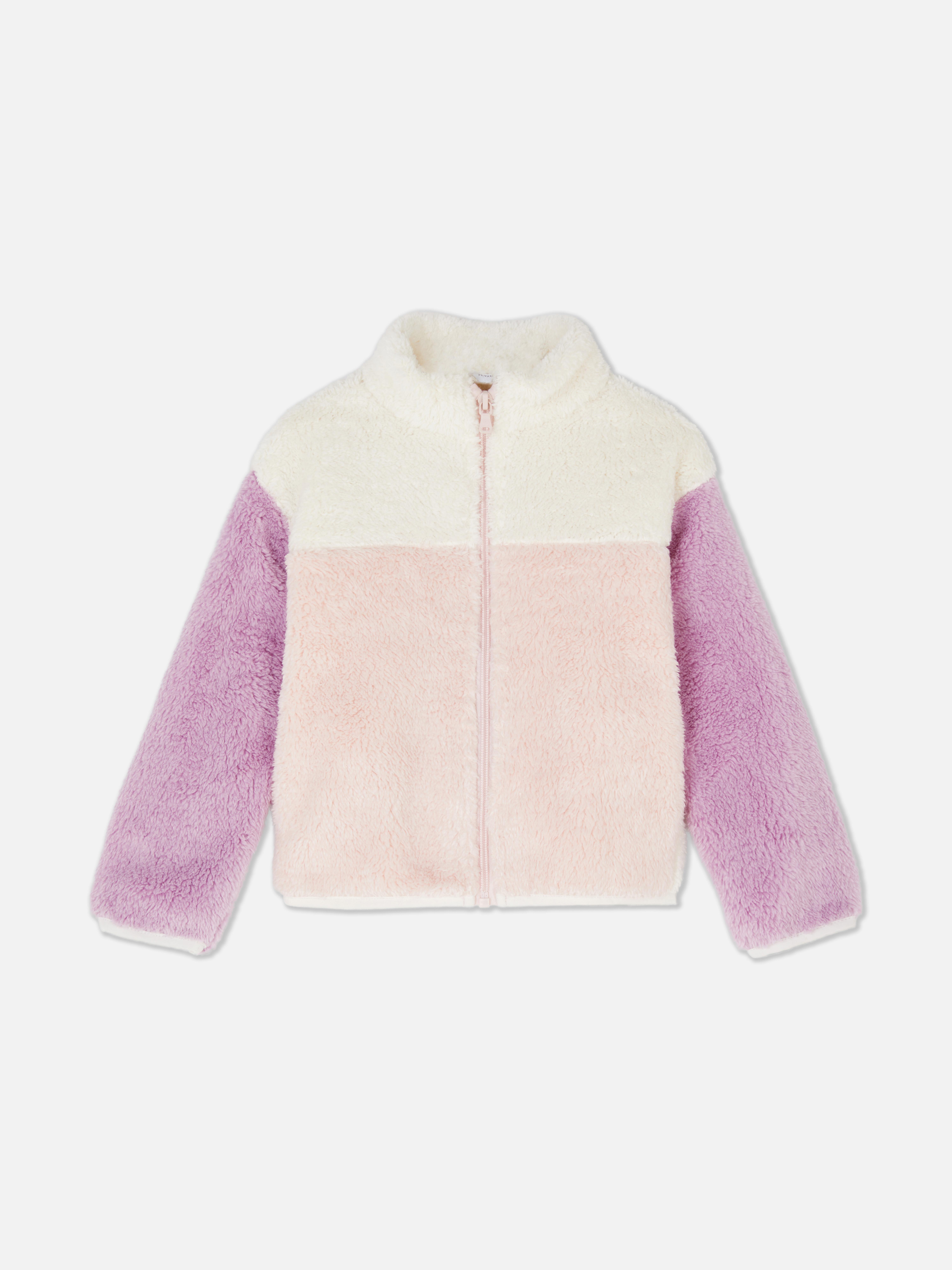 Color Block Faux Fur Jacket