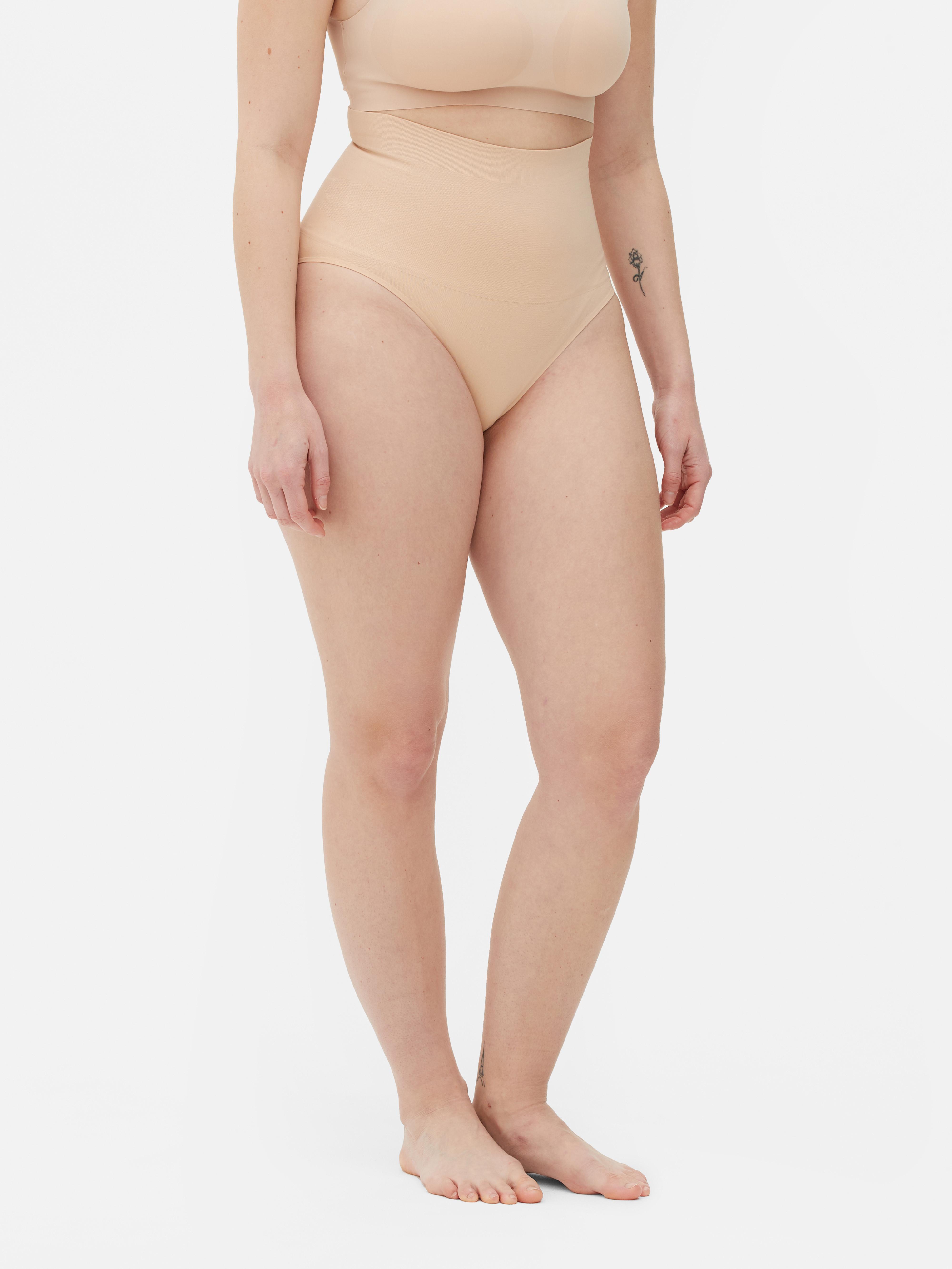 Womens Taupe Seamless High-Waisted Shapewear Briefs