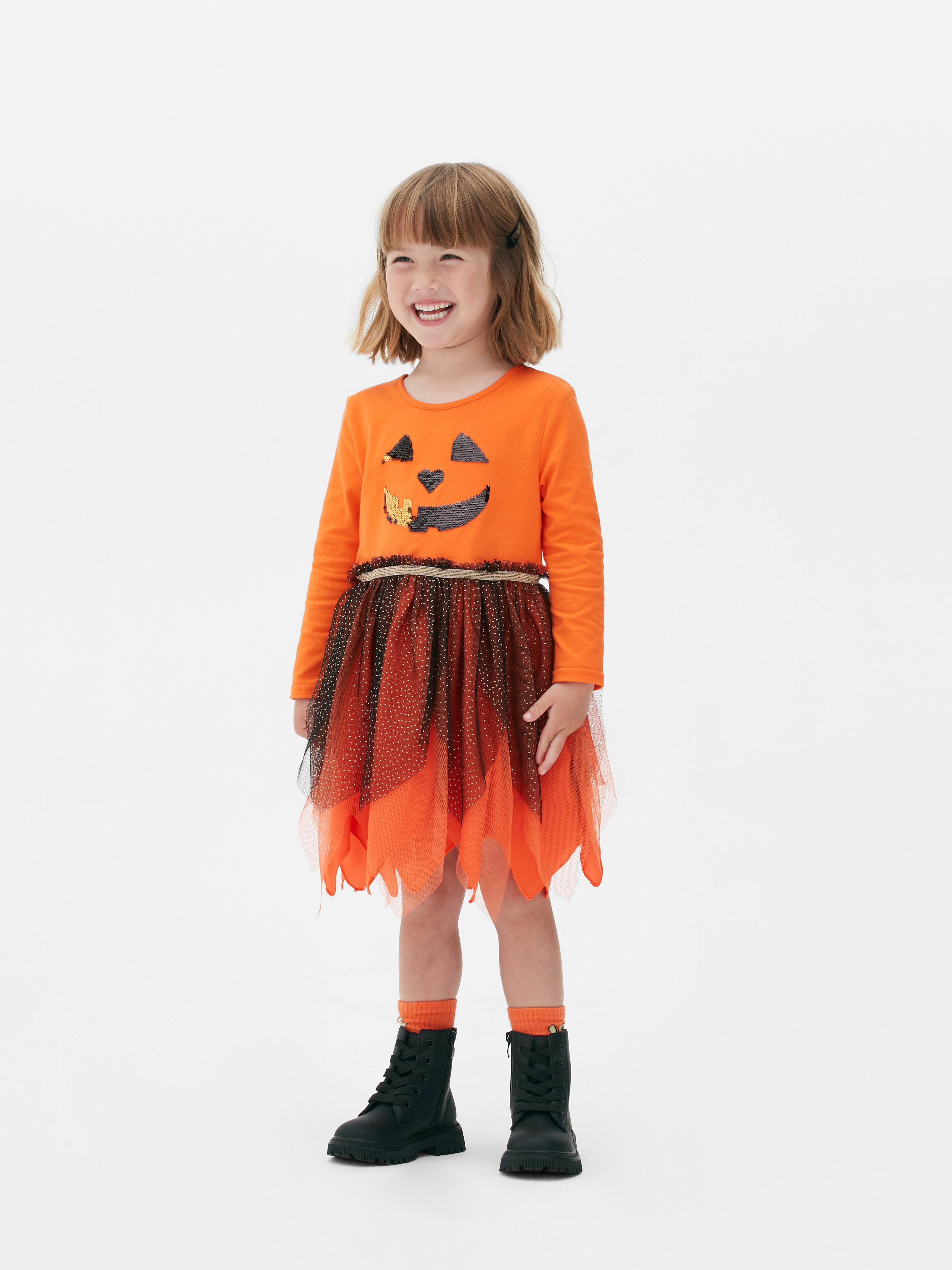 Halloween Sequin Pumpkin Tutu Dress