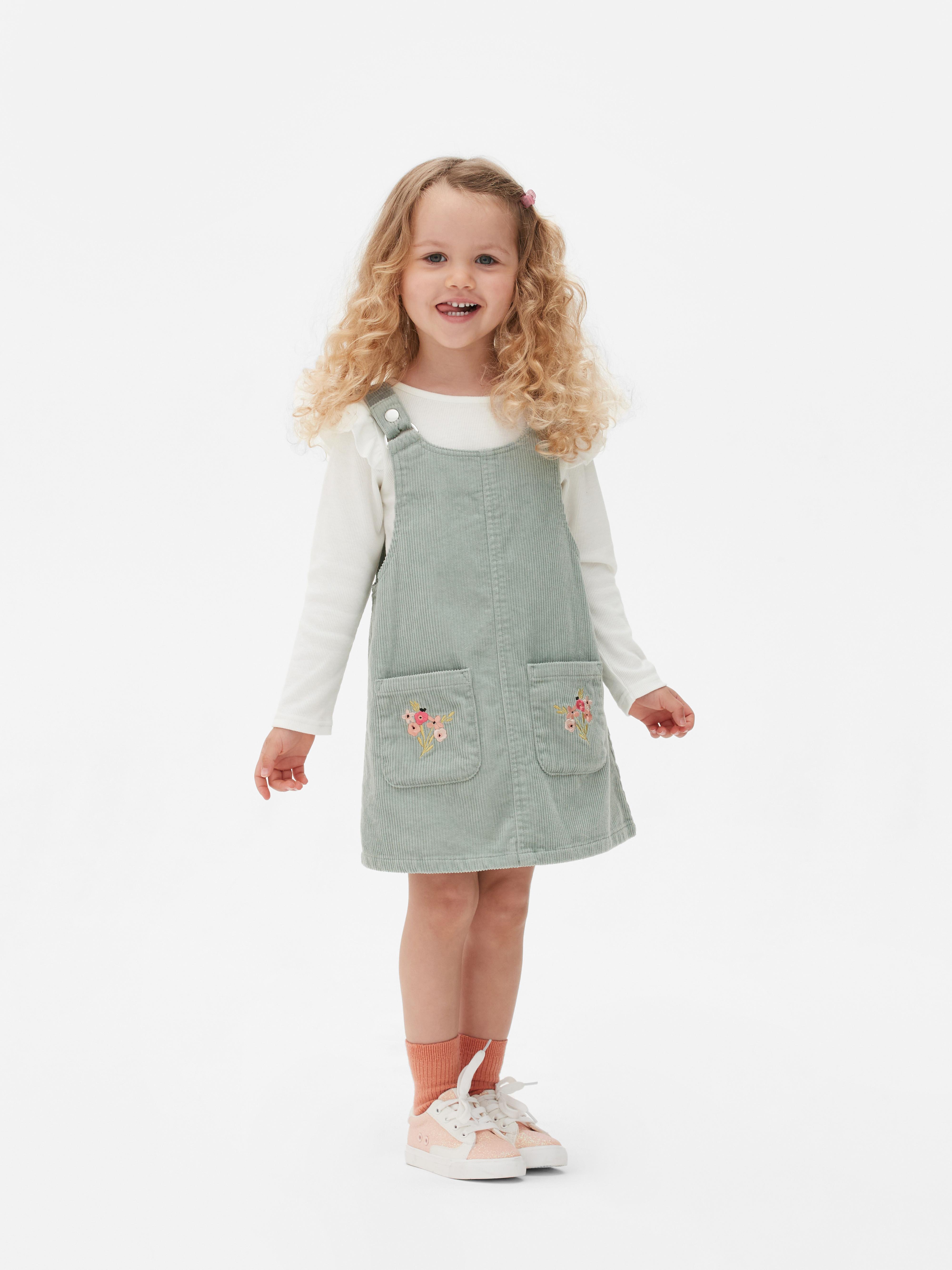 Ruffle Top and Corduroy Pinafore Dress Set | Primark