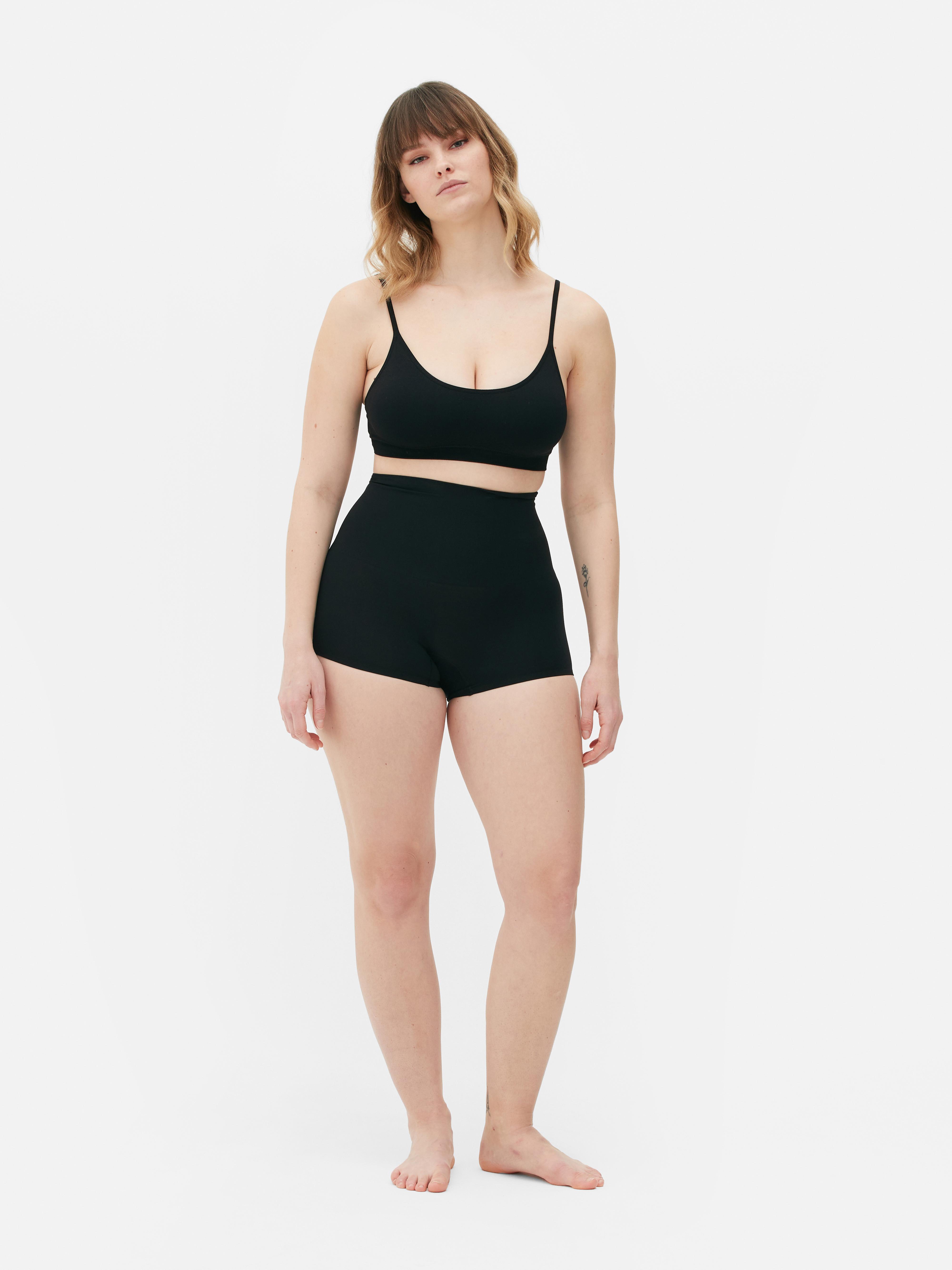 Plus Black Seamless High Waist Control Shapewear Shorts