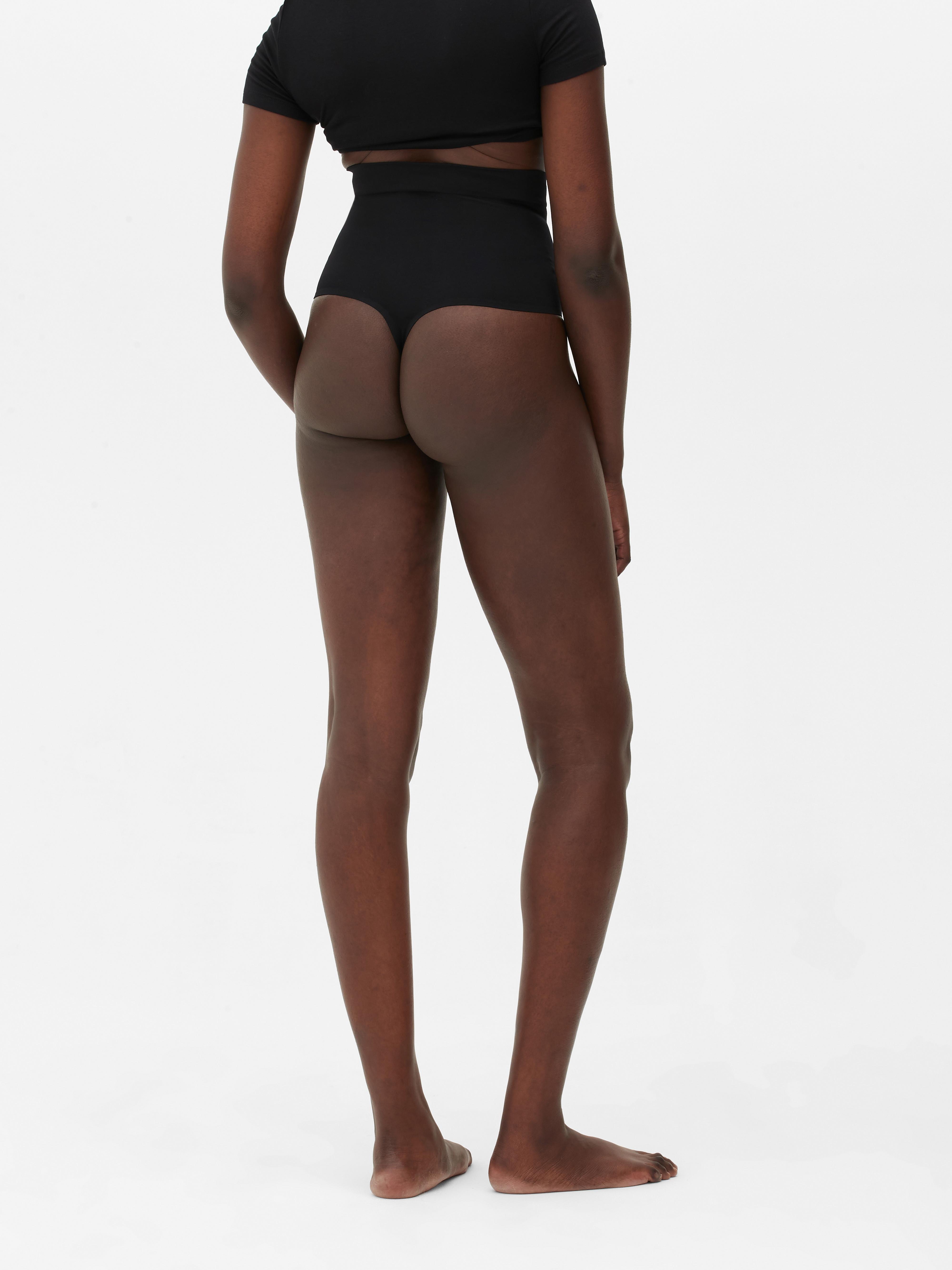 Womens Black High-Waisted Seamless Shapewear Thong