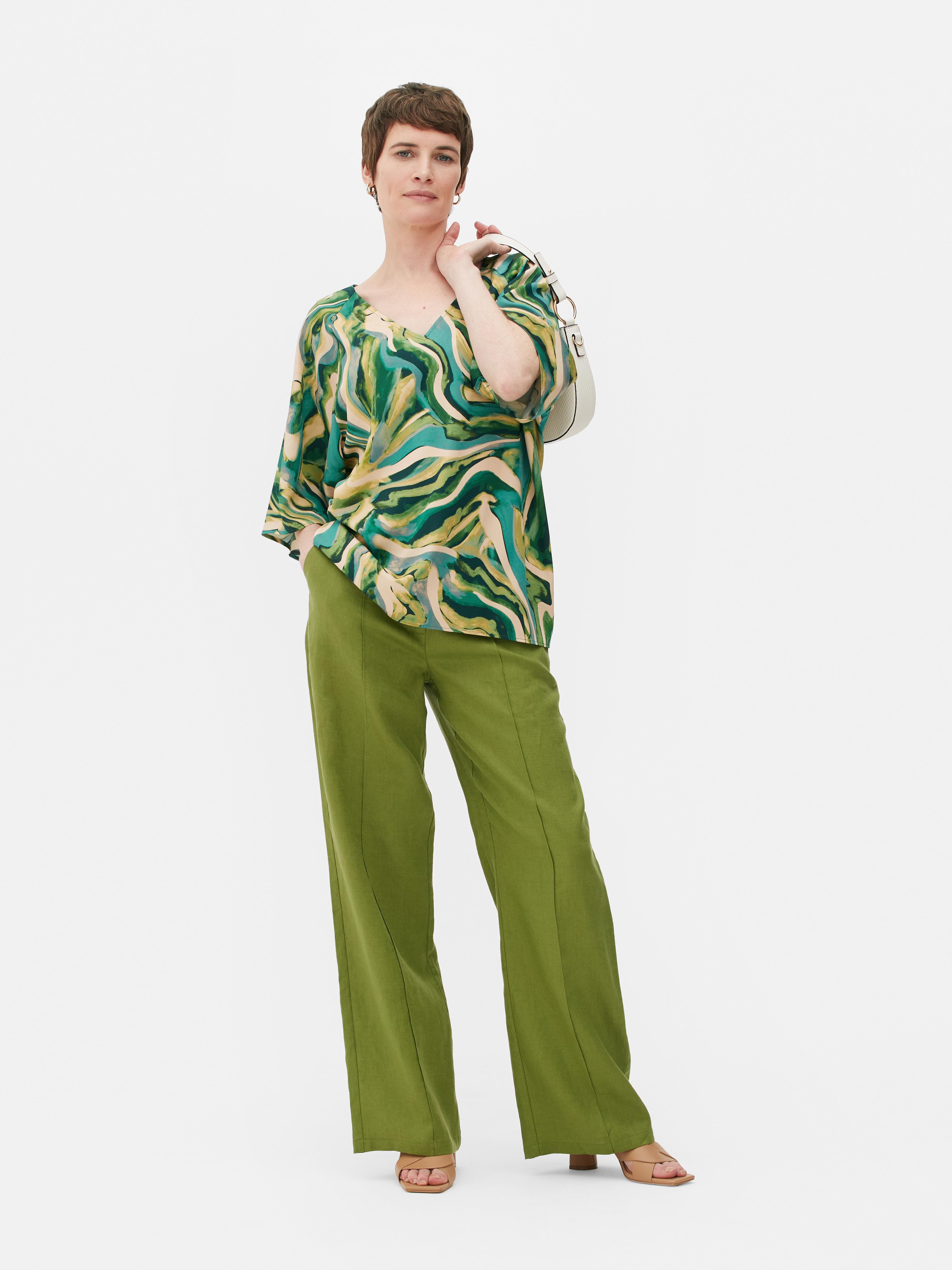 V Neck Print Blouse