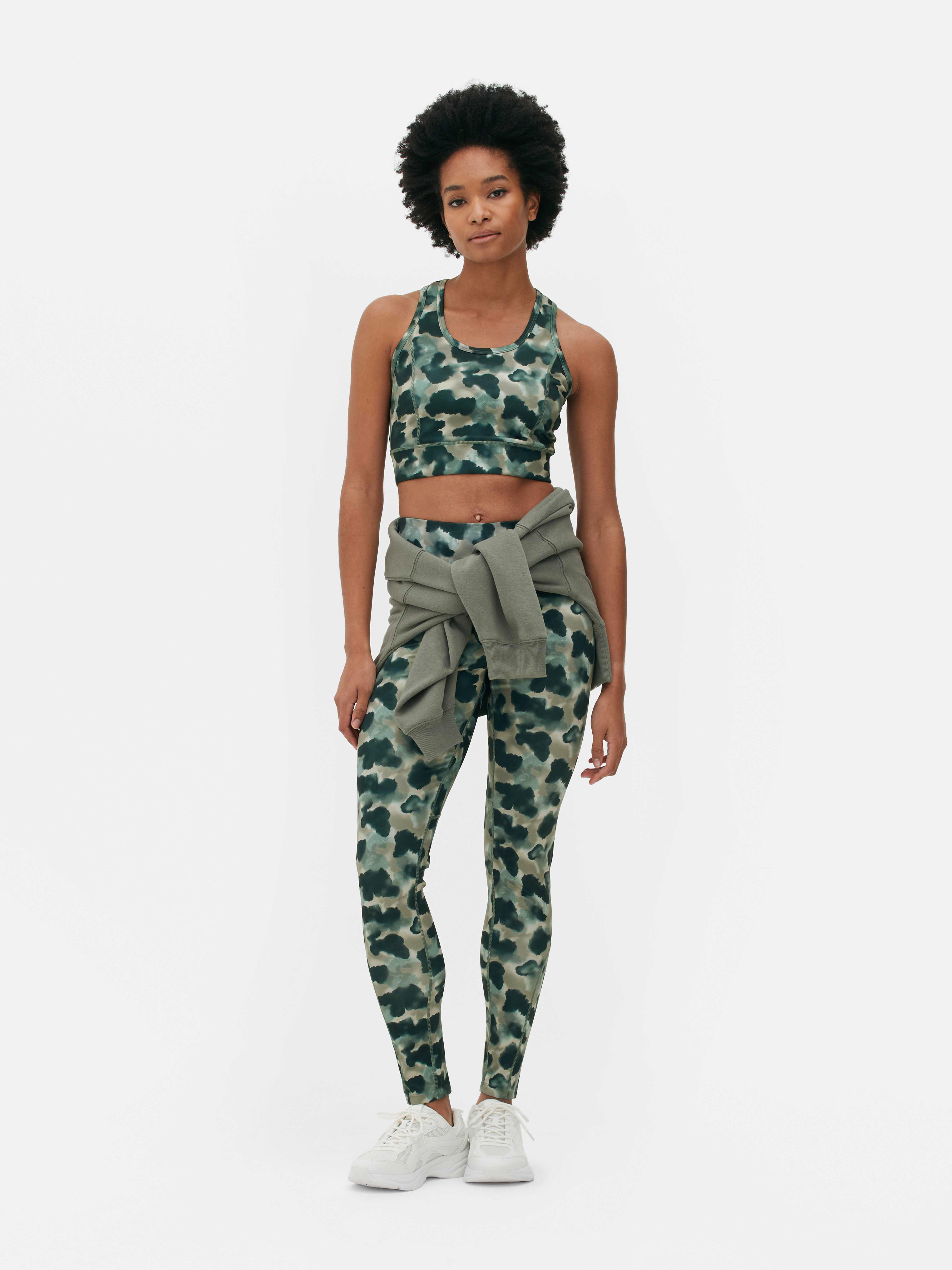 Womens Green Performance Co-ord All-Over Print Leggings