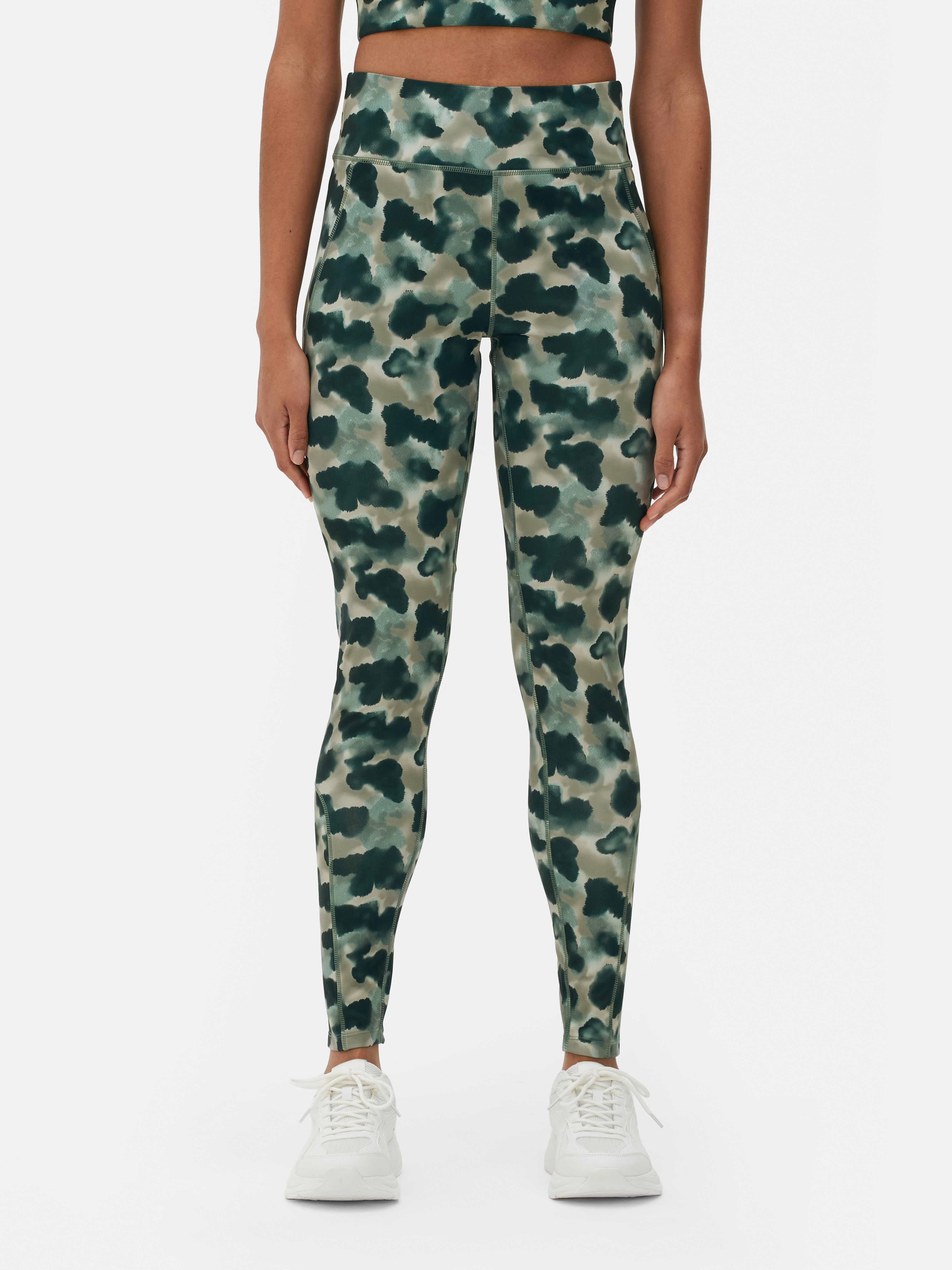 Womens Green Performance Co-ord All-Over Print Leggings