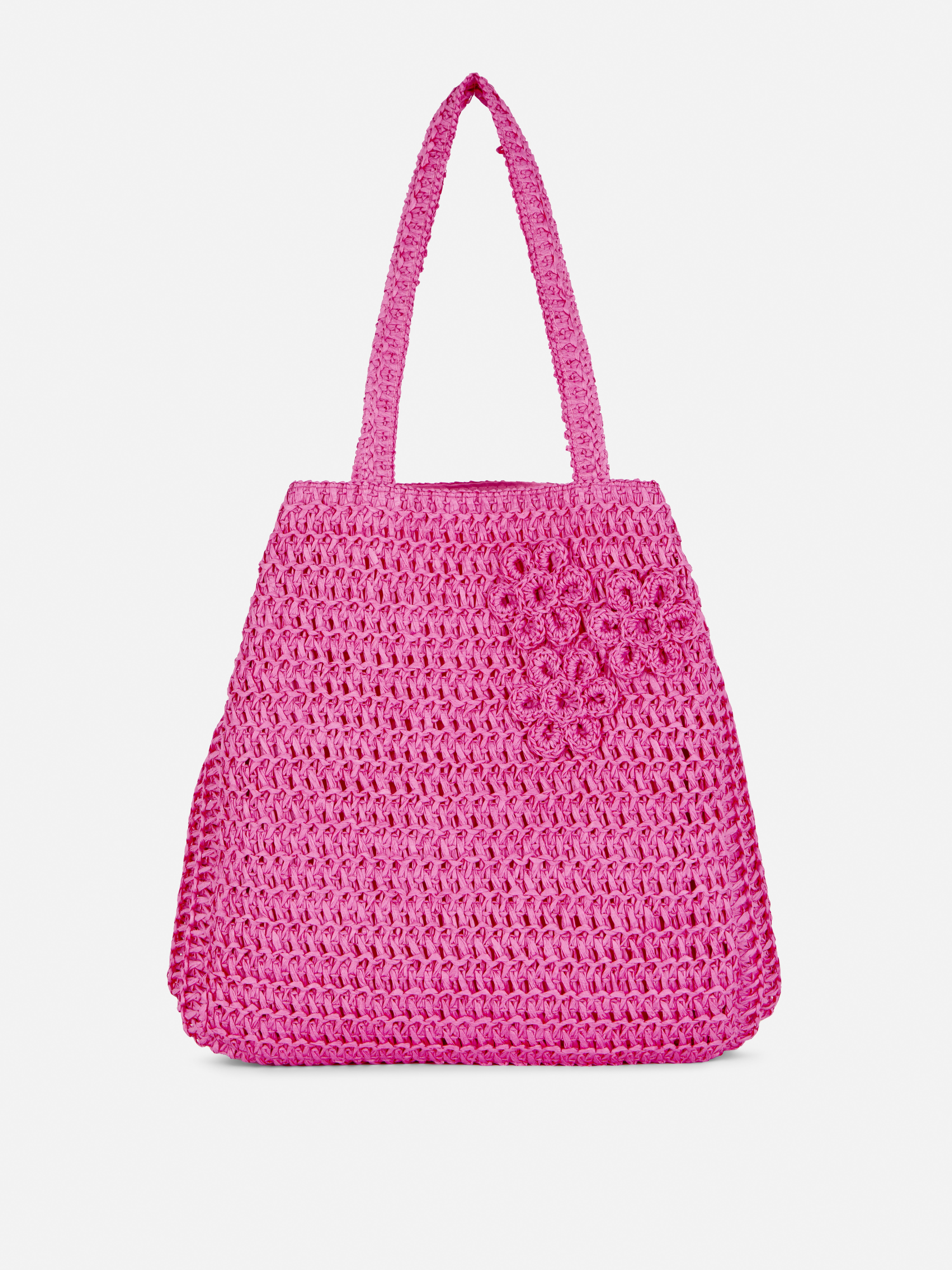 Woven Straw Flower Tote Bag