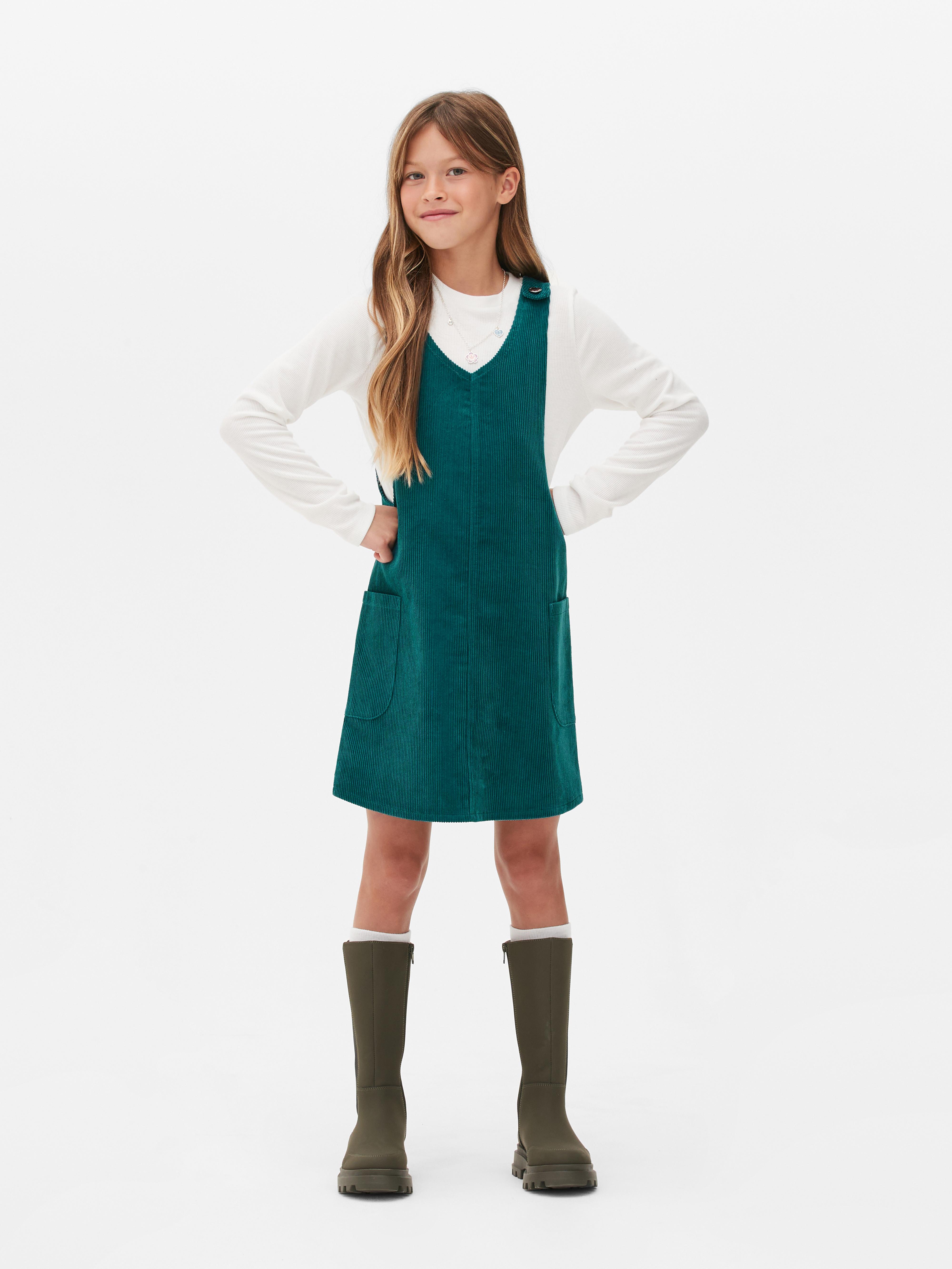 T shirt and Corduroy Pinafore Dress Set Primark