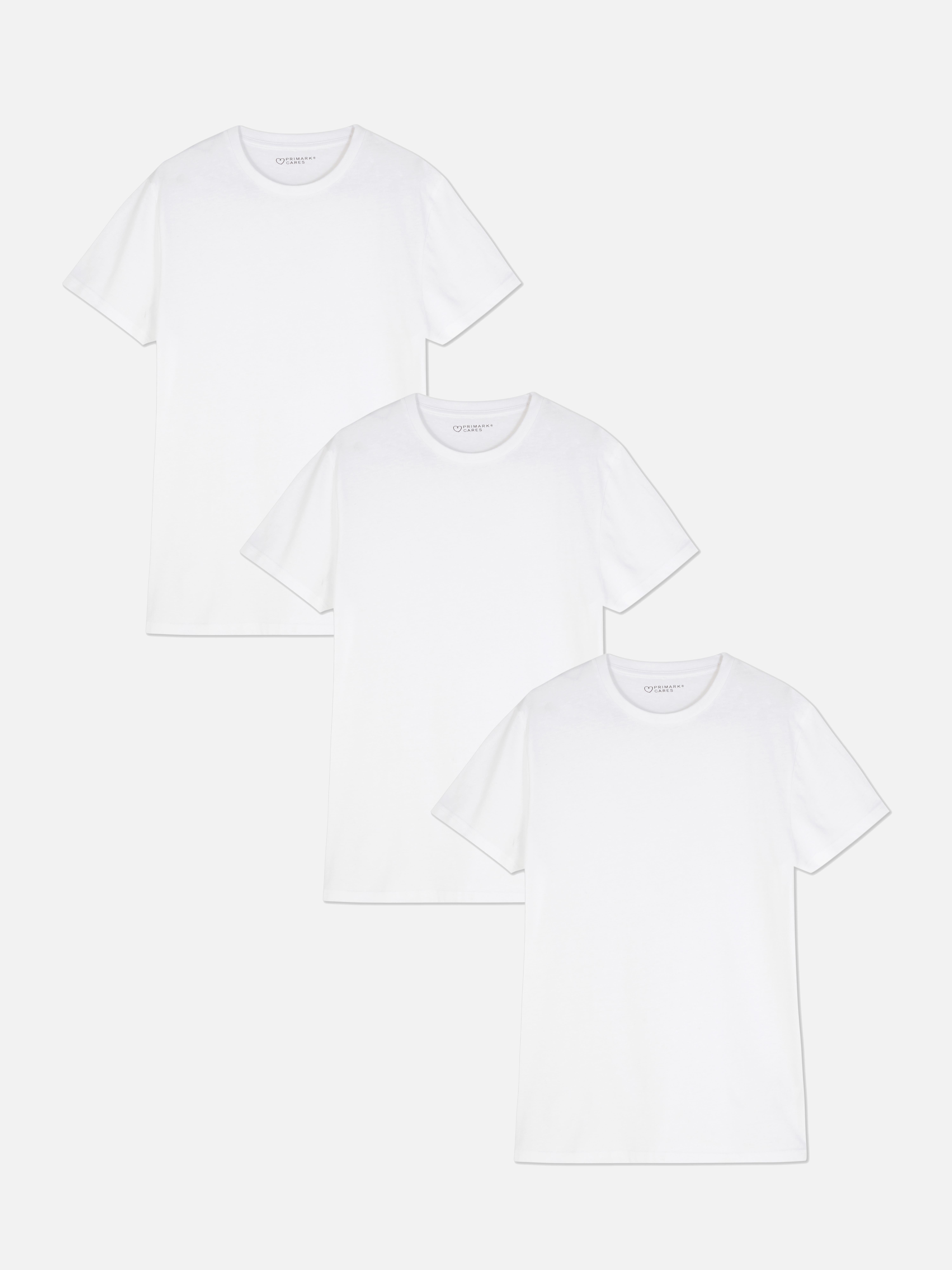 T-shirts met ronde hals, set van 3 Wit