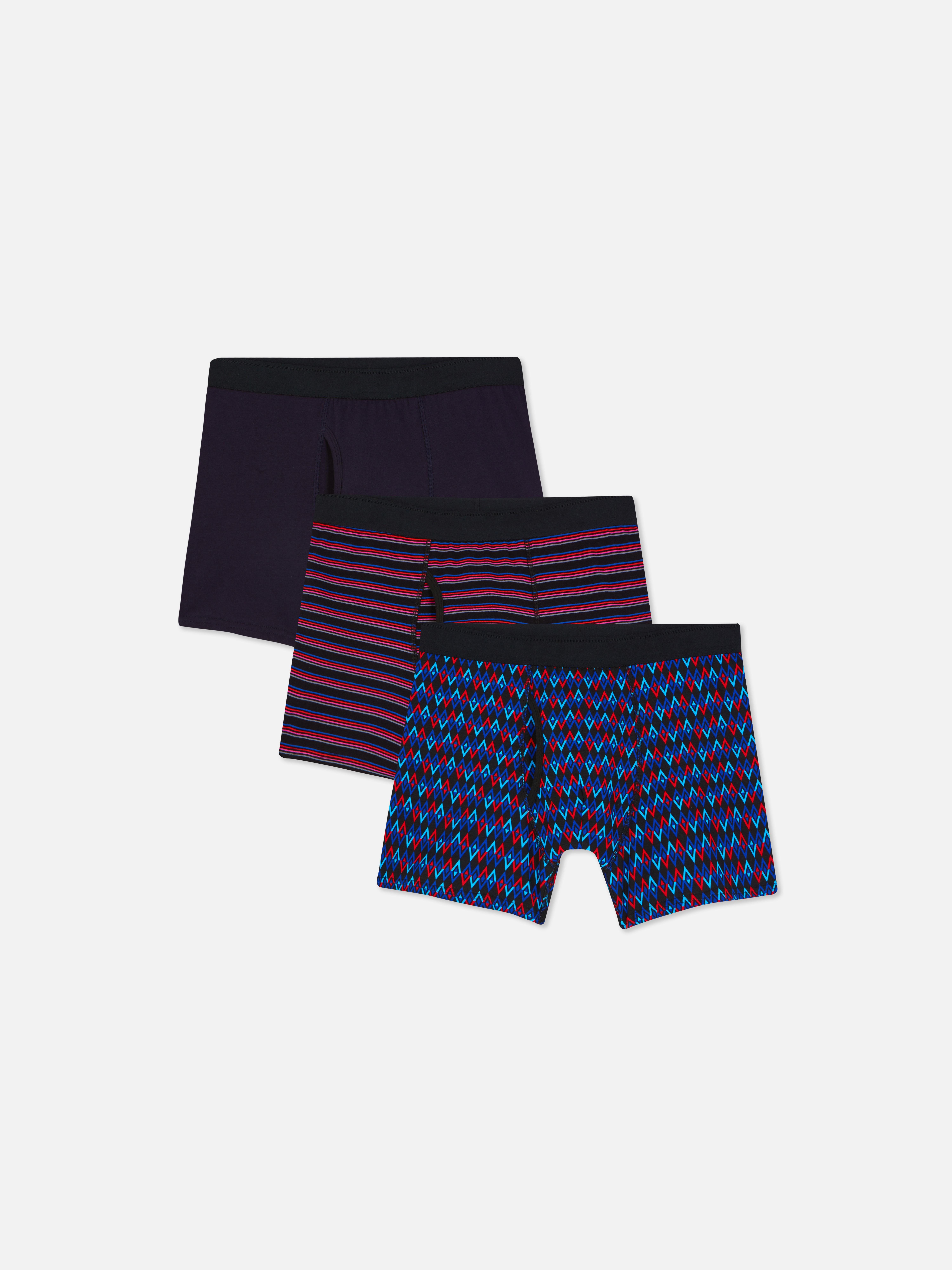 Mens Navy 3pk Geometric Fashion Boxer Briefs