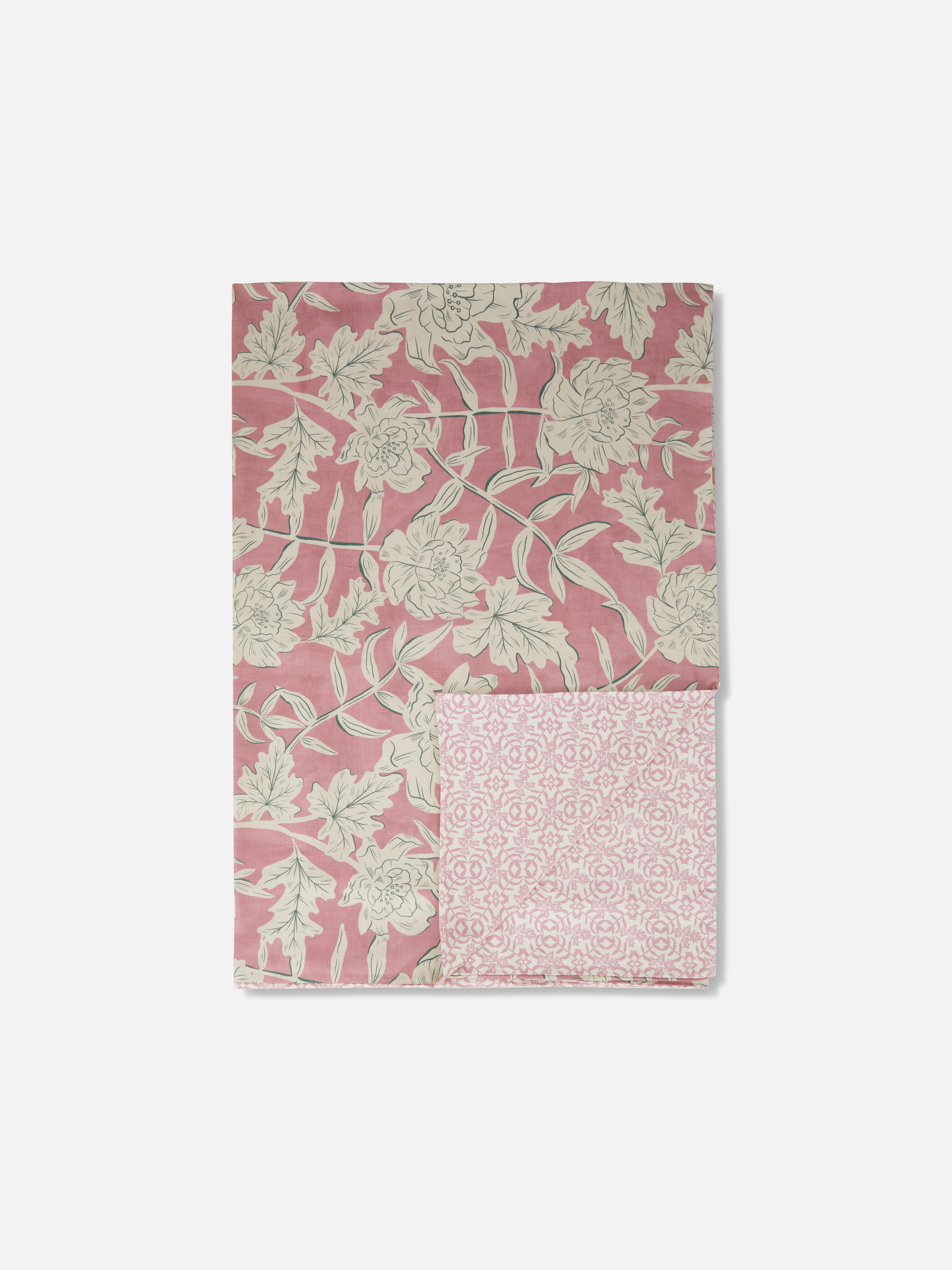 Conjunto capa edredão casal padrão floral rosa