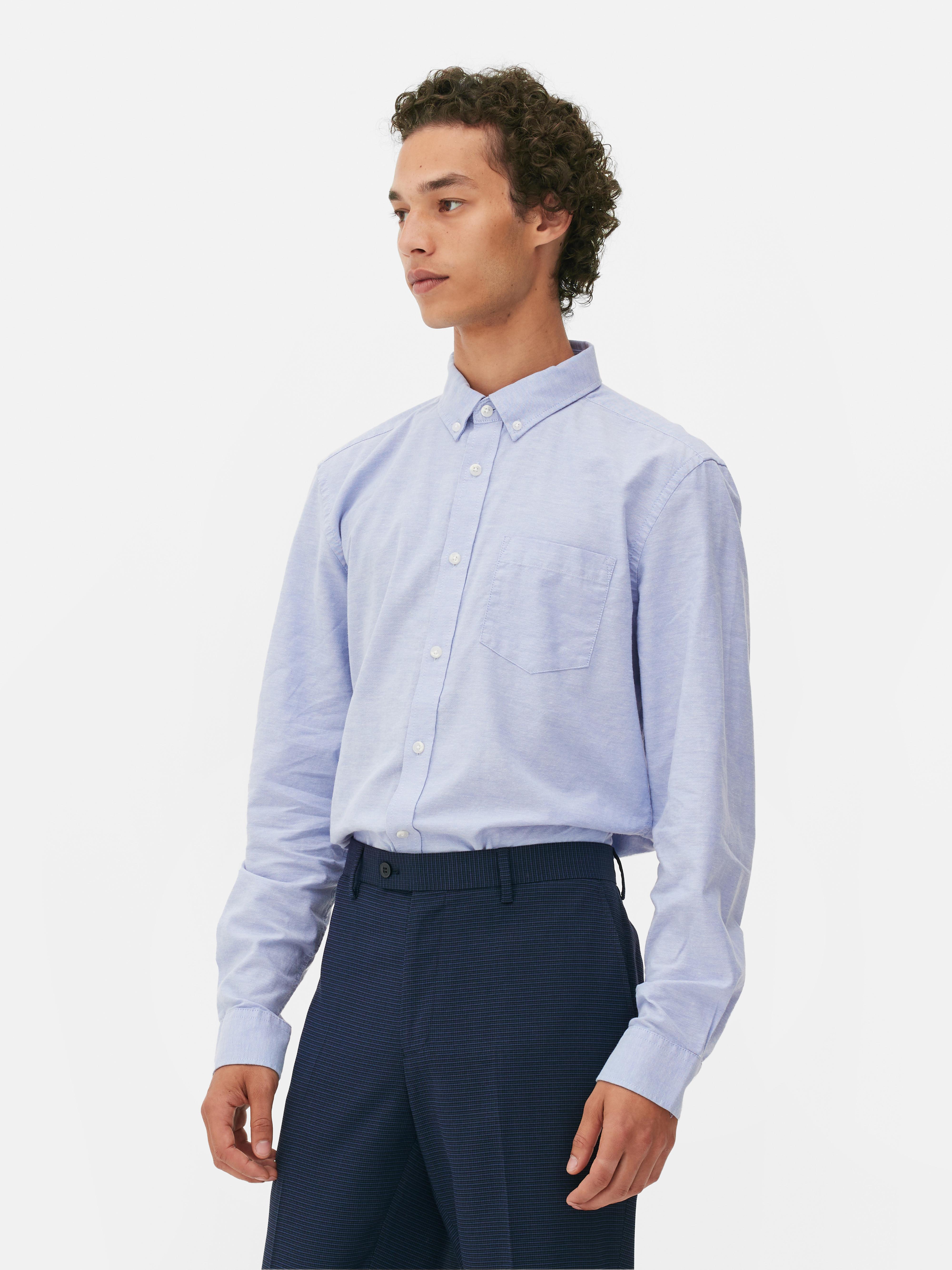 Mens Blue Long Sleeve Button Down Shirt | Primark