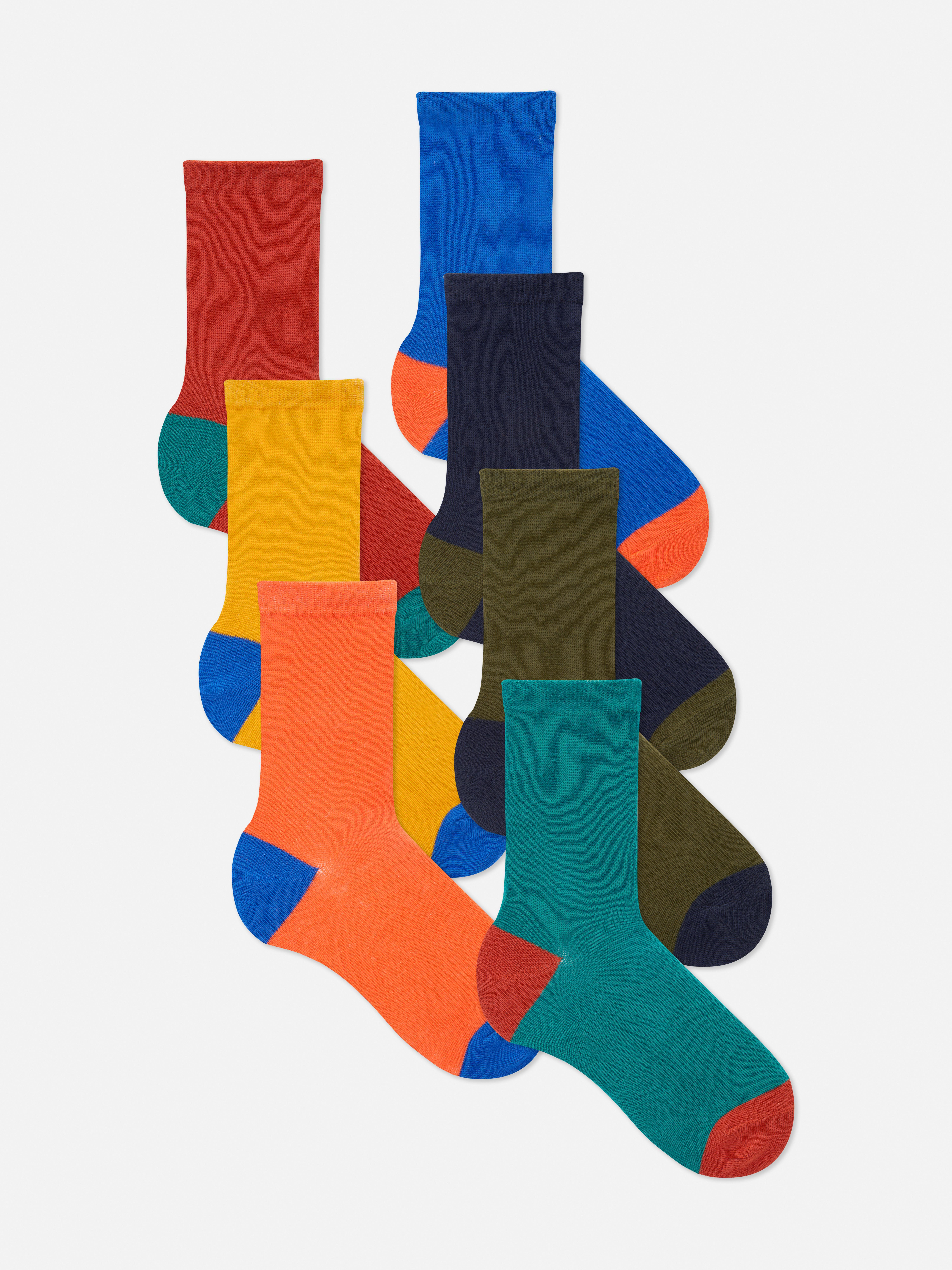 7pk Contrast Colour Ankle Socks