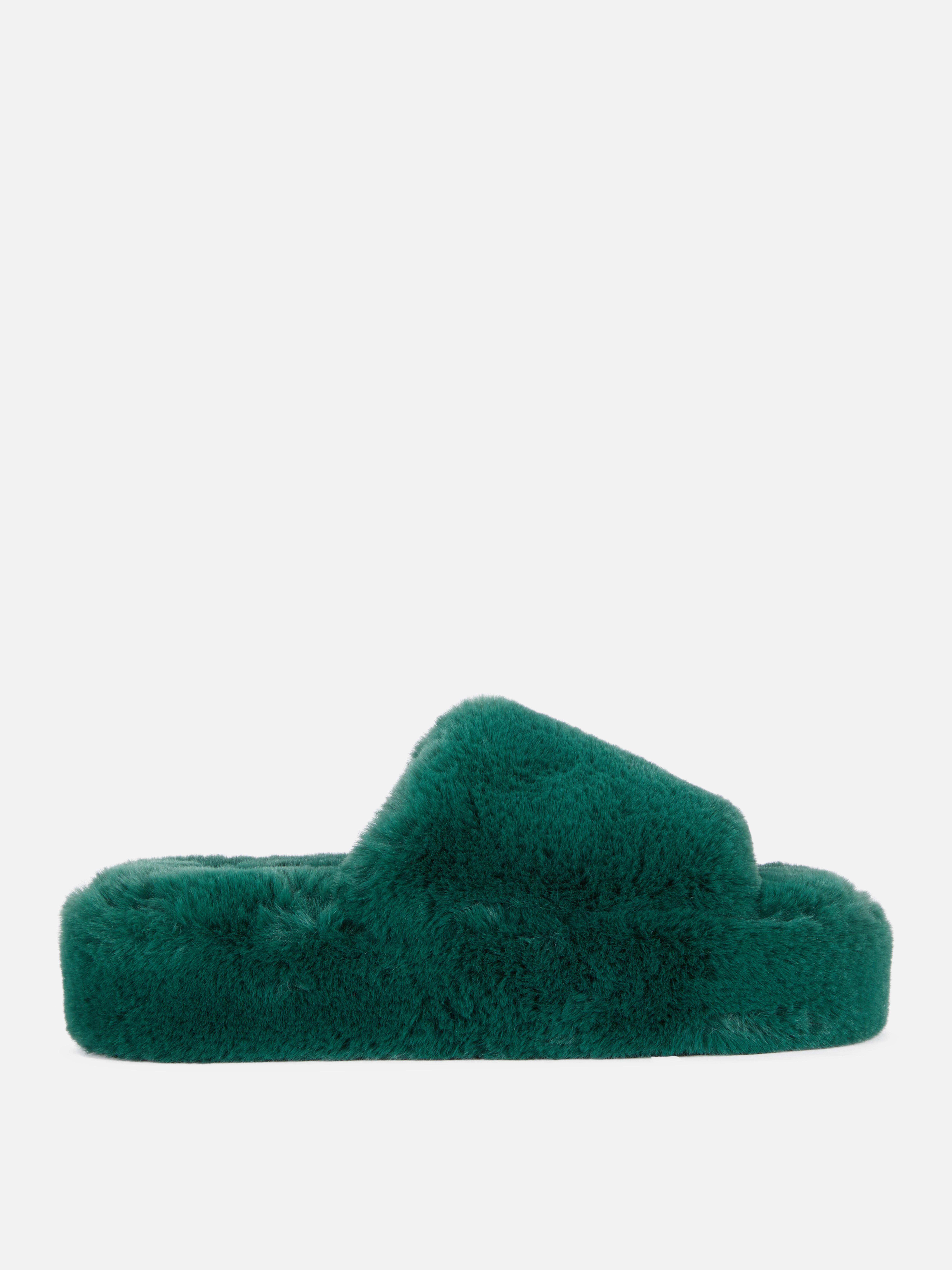 Faux Fur Platform Mule Slippers