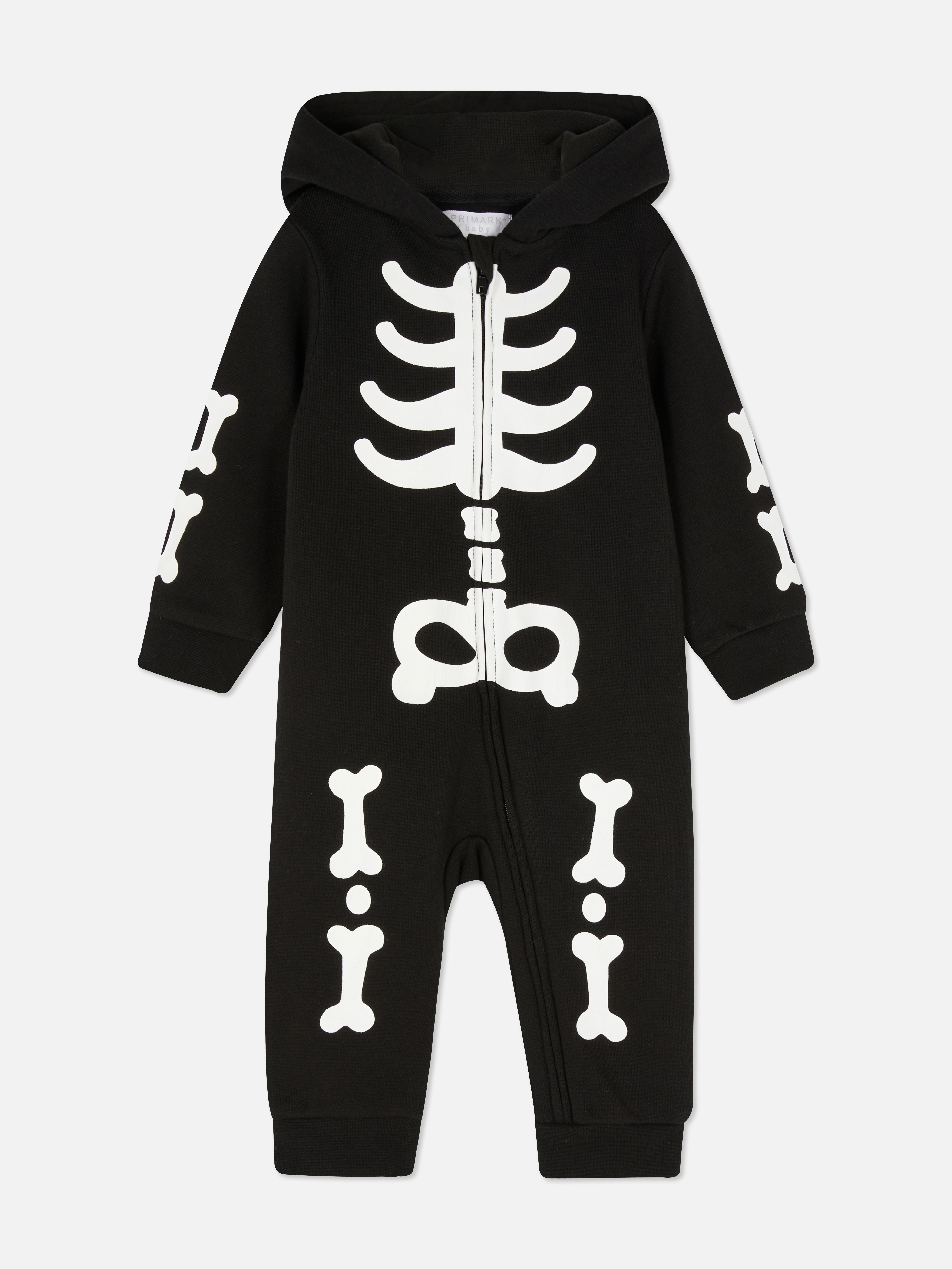 Pijama-macacão estampado esqueleto Halloween