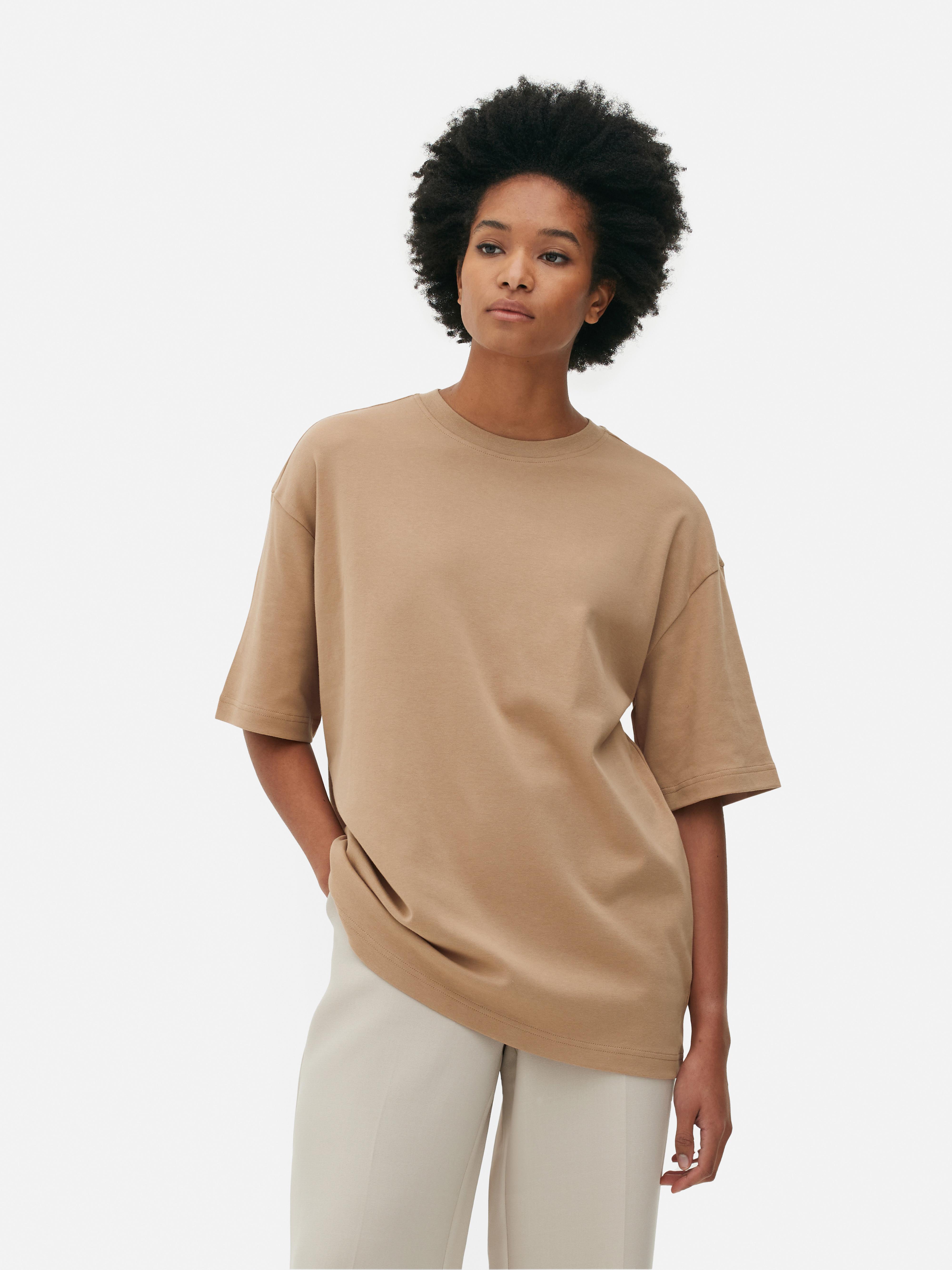 ASOS DESIGN oversized t-shirt in beige with front statue print