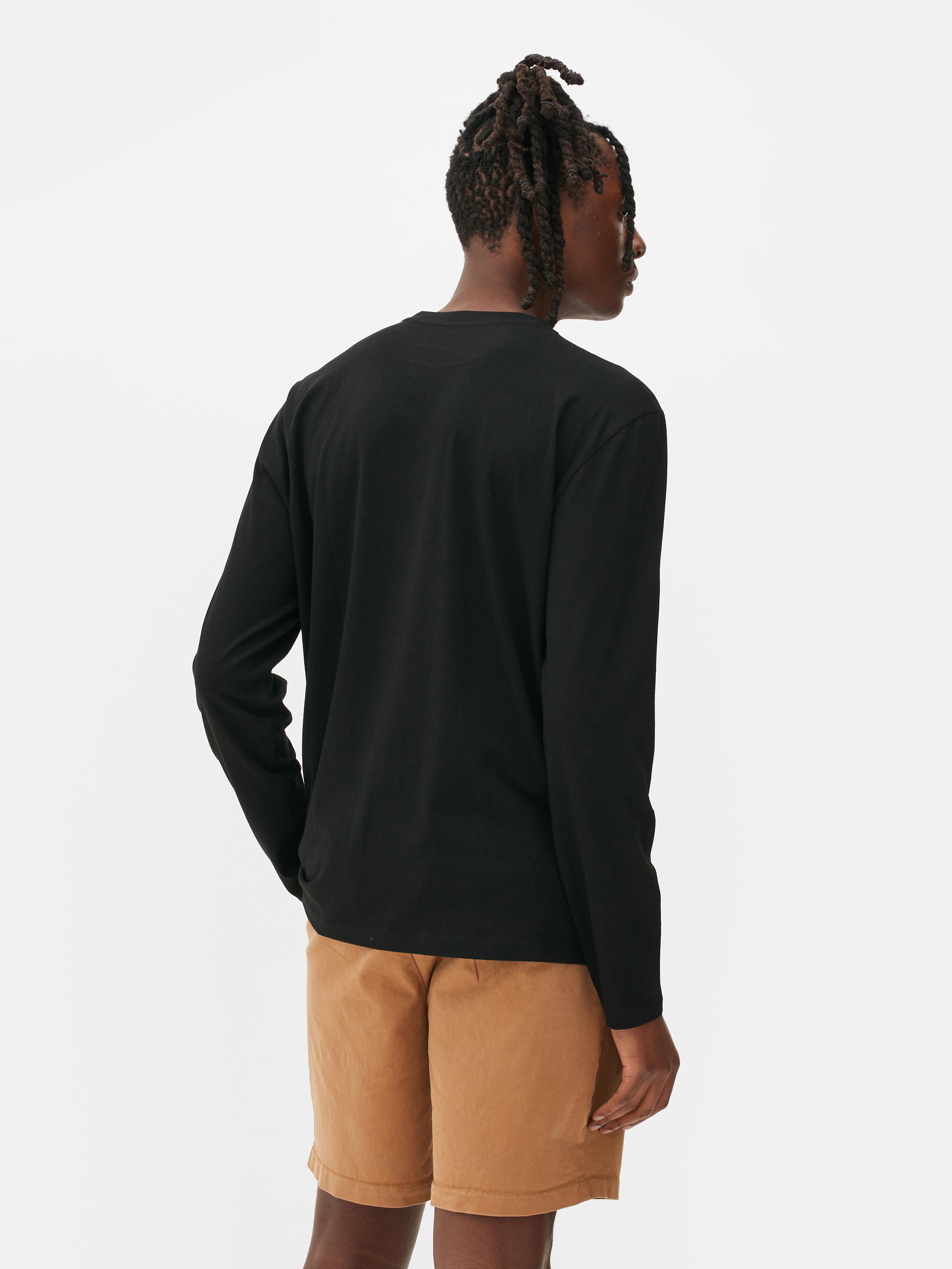 Black long sleeve shirt with shorts best sale