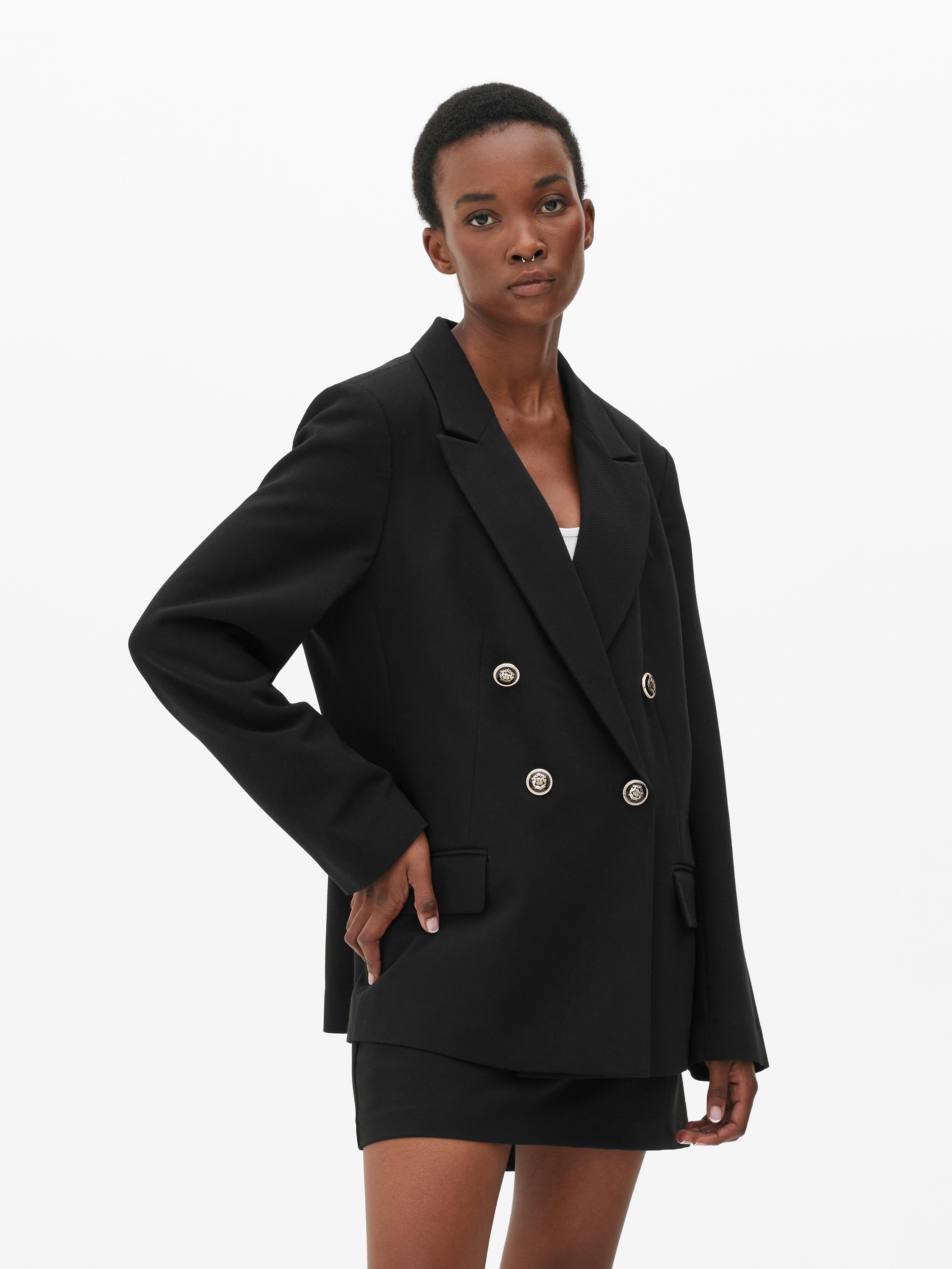 Black double hotsell breasted blazer