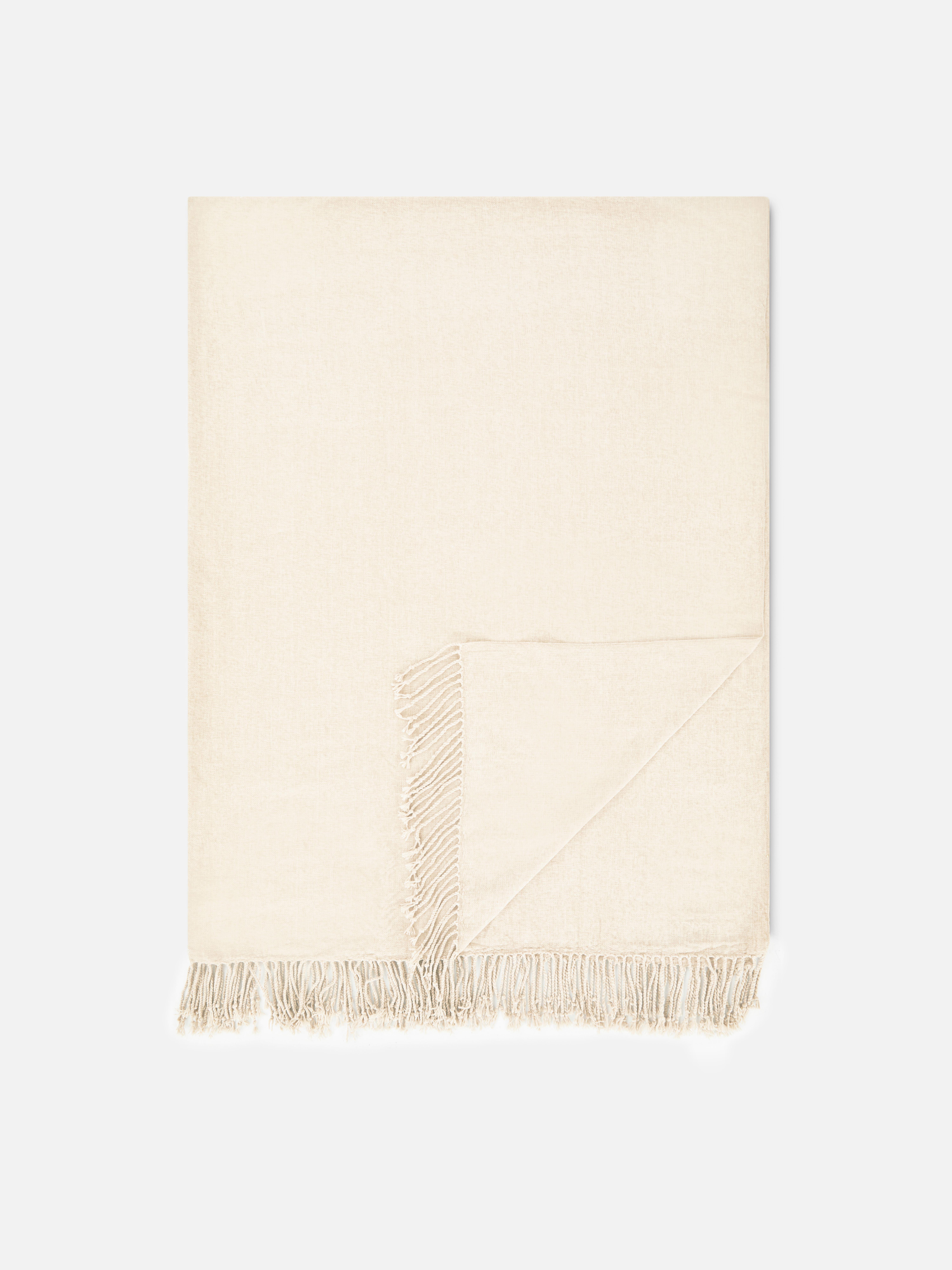 Cream Chenille Tassel Throw Blanket Primark