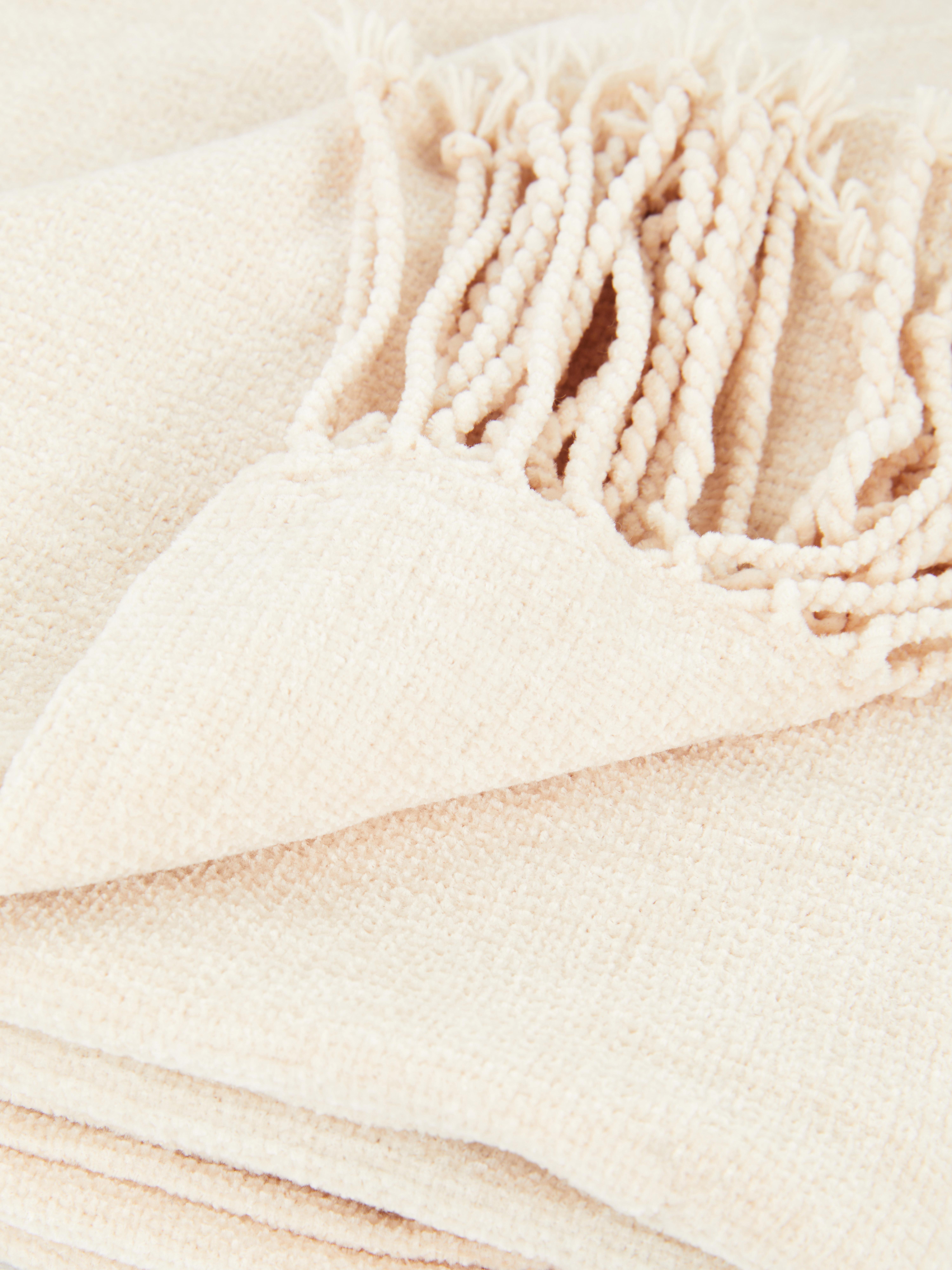 Cream Chenille Tassel Throw Blanket Primark