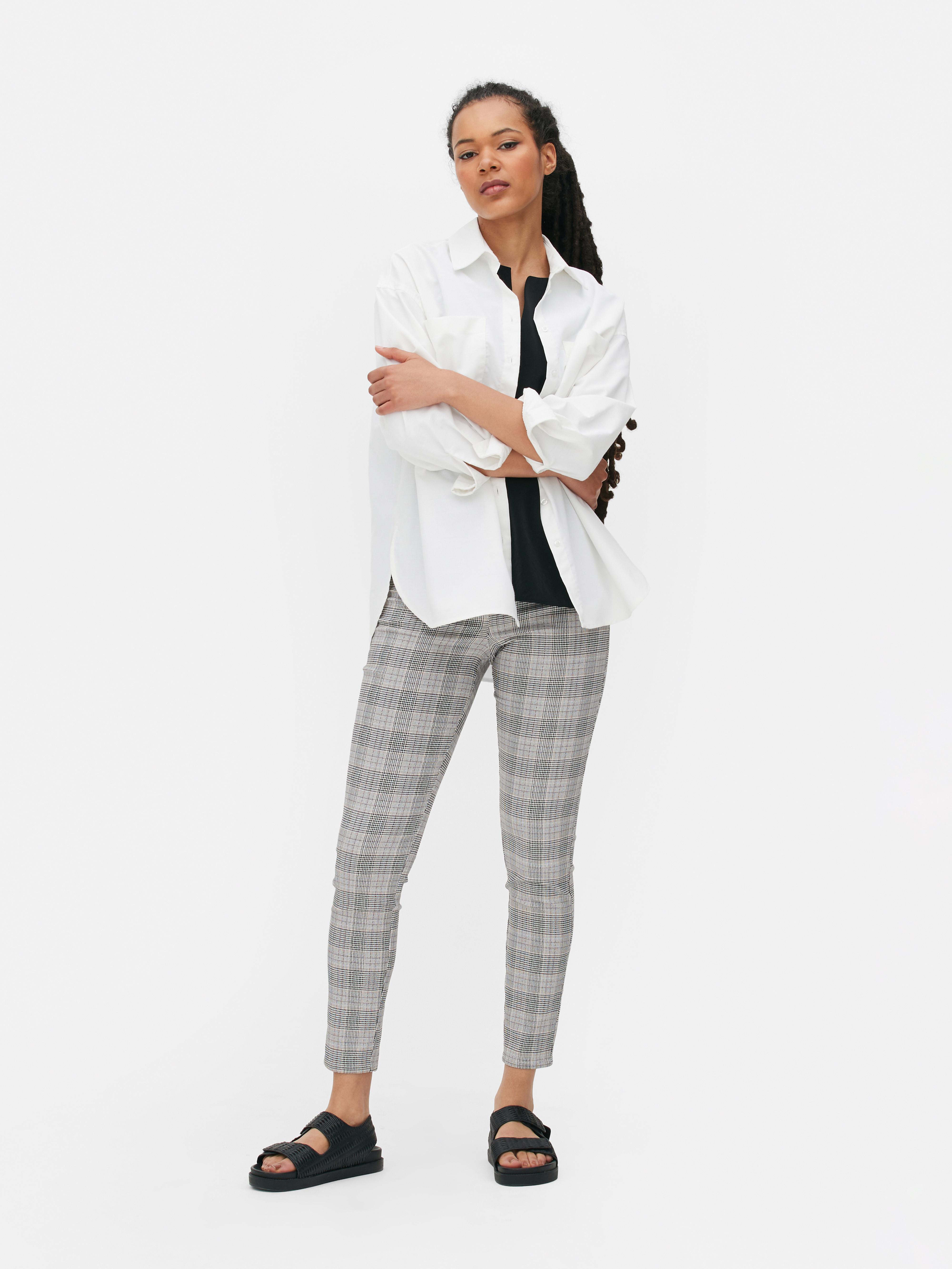 Pantalon femme coupe slim à carreaux