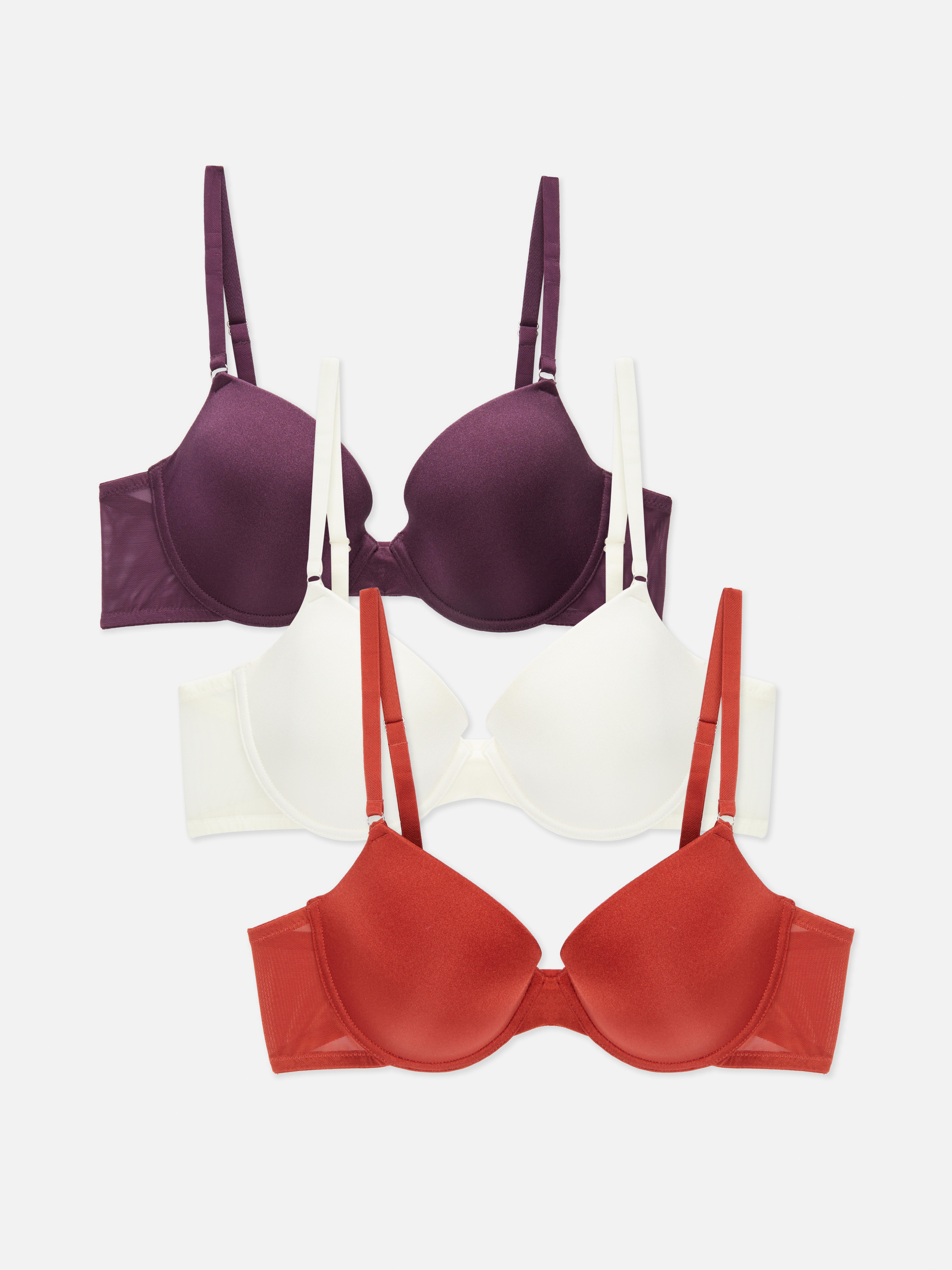 Womens Plum 3pk A-D Shiny T-Shirt Bras