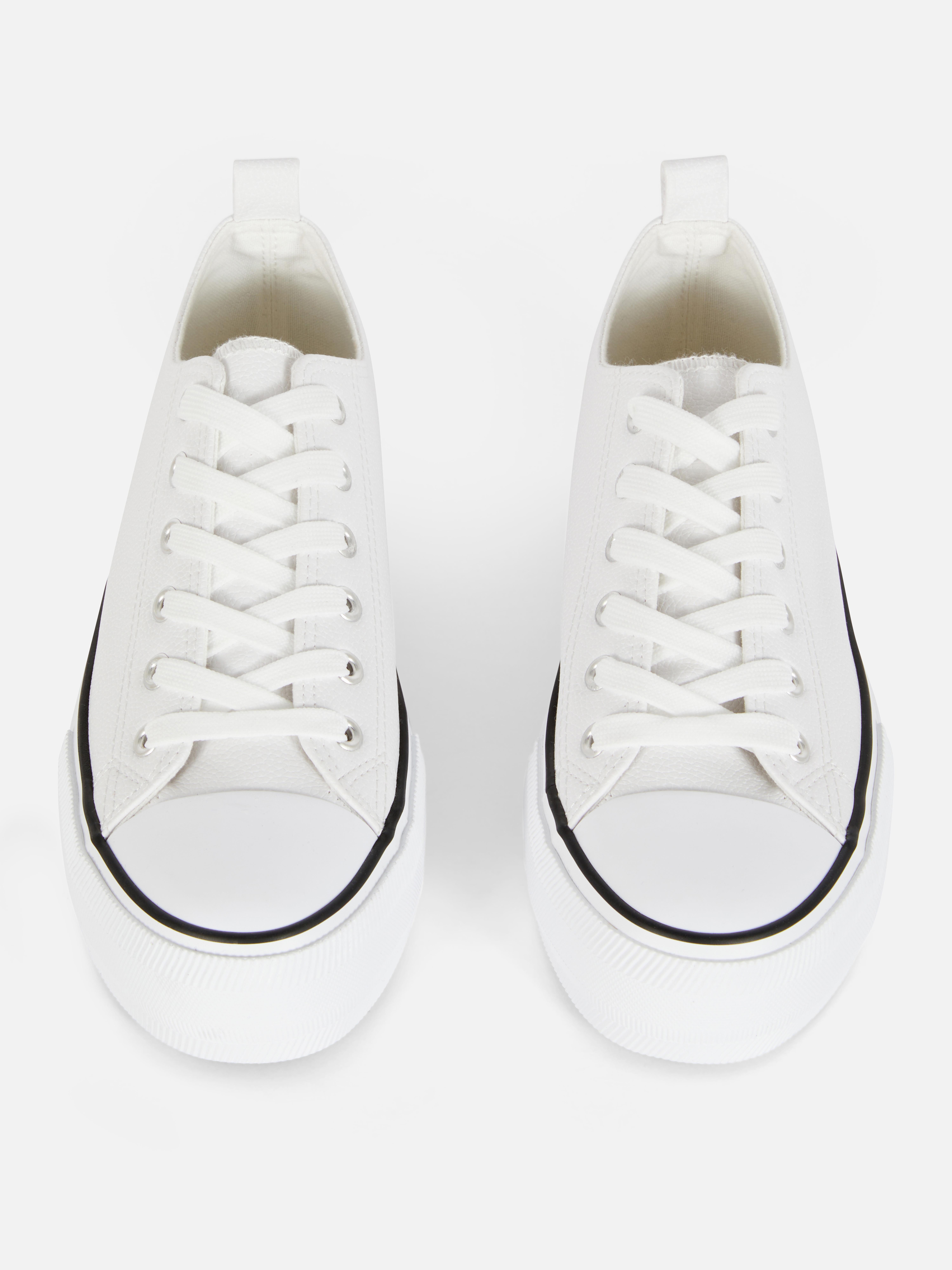 Faux Leather Low Top Flatform Trainers Primark