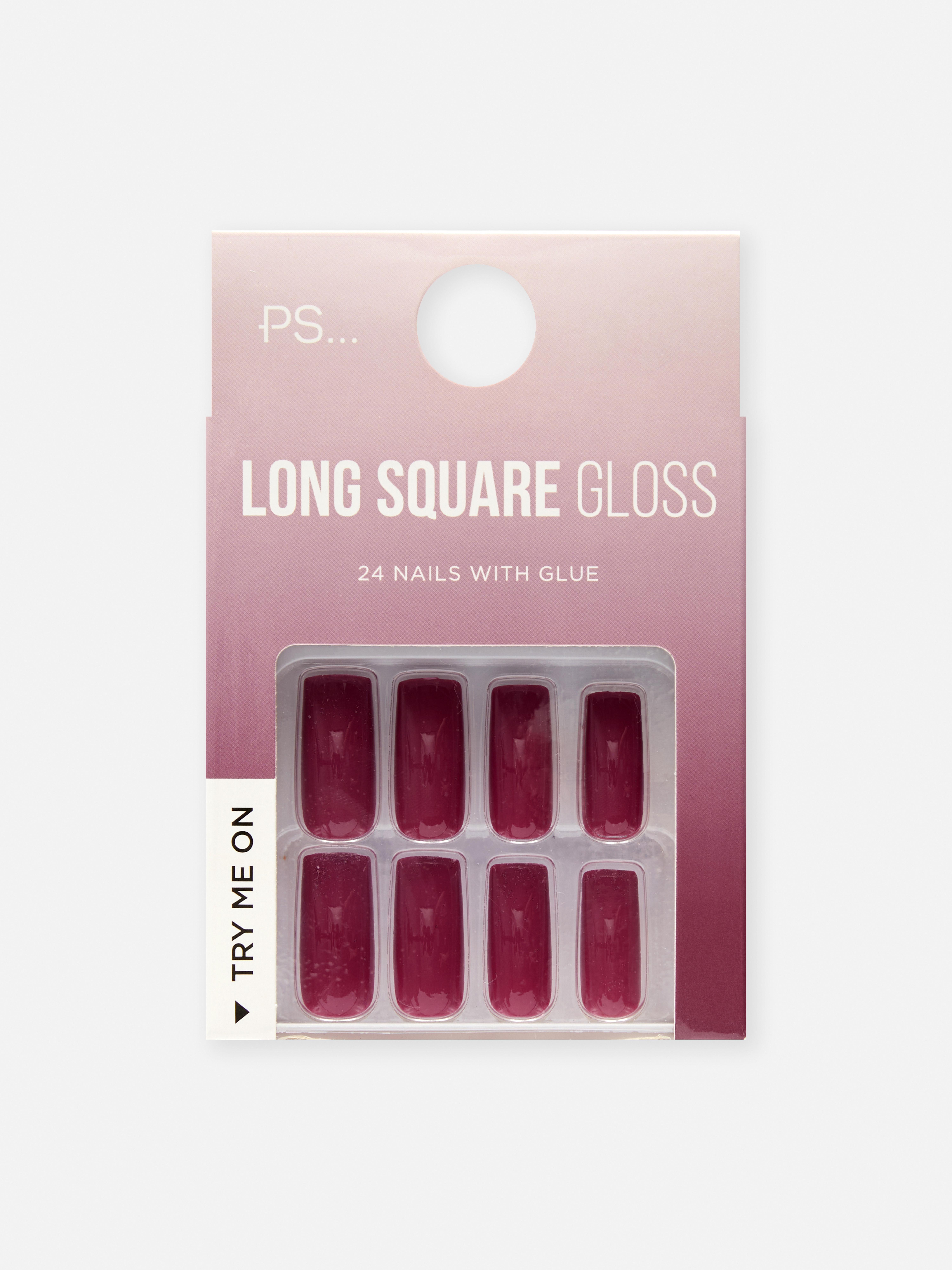 PS... Long Square Gloss False Nails