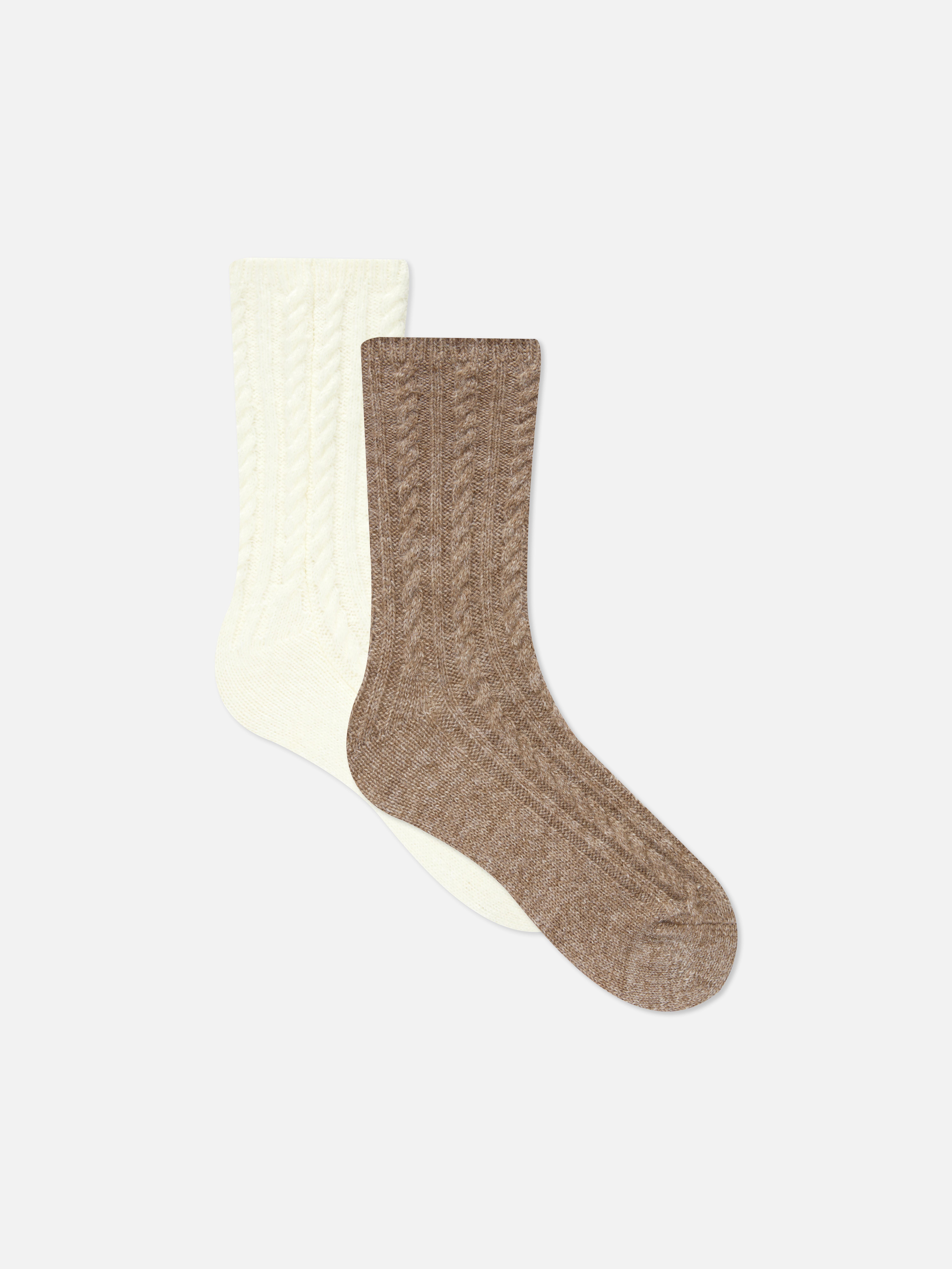 2-Pack Cable Knit Socks
