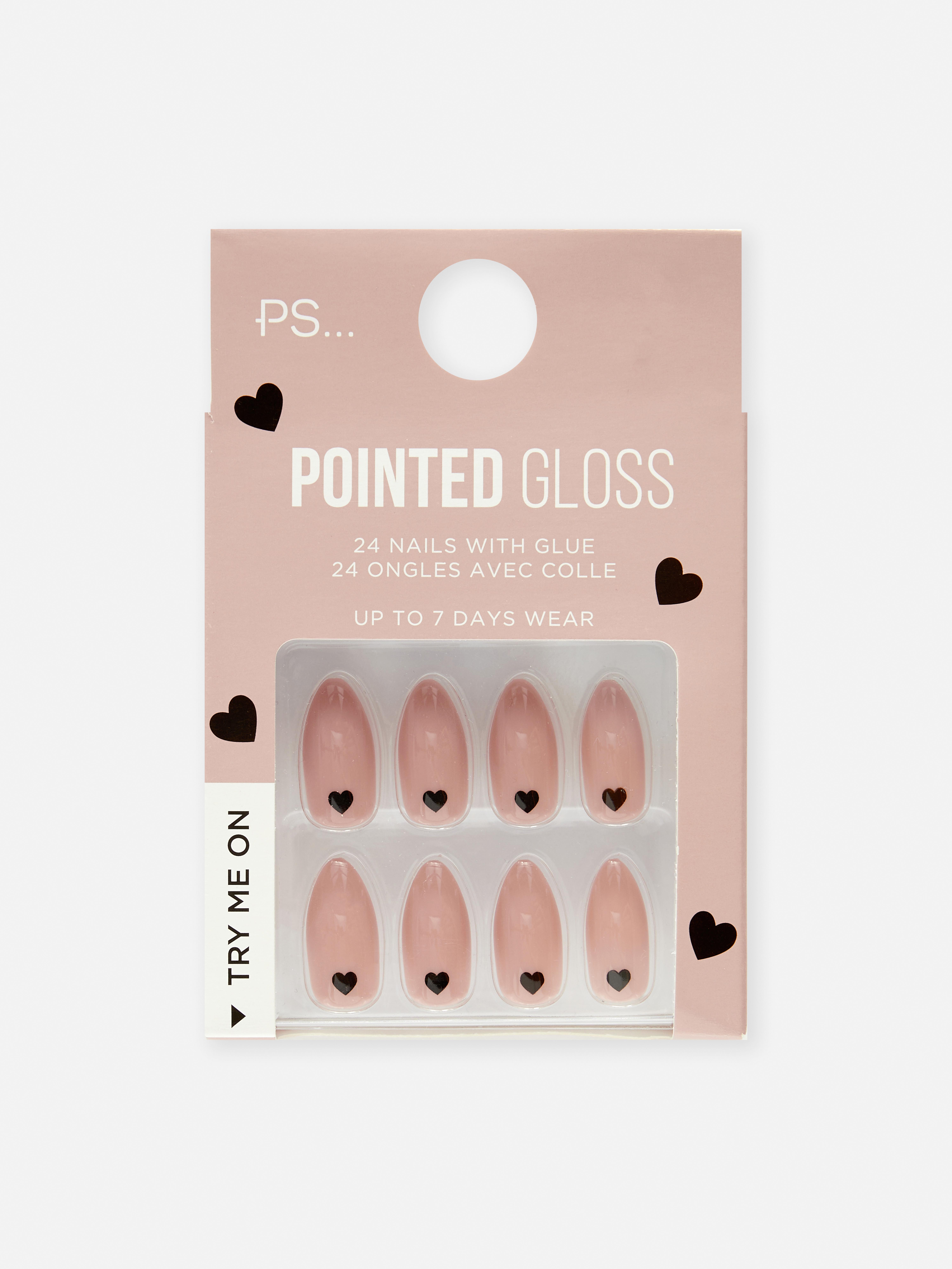 Pointed Gloss Heart False Nails