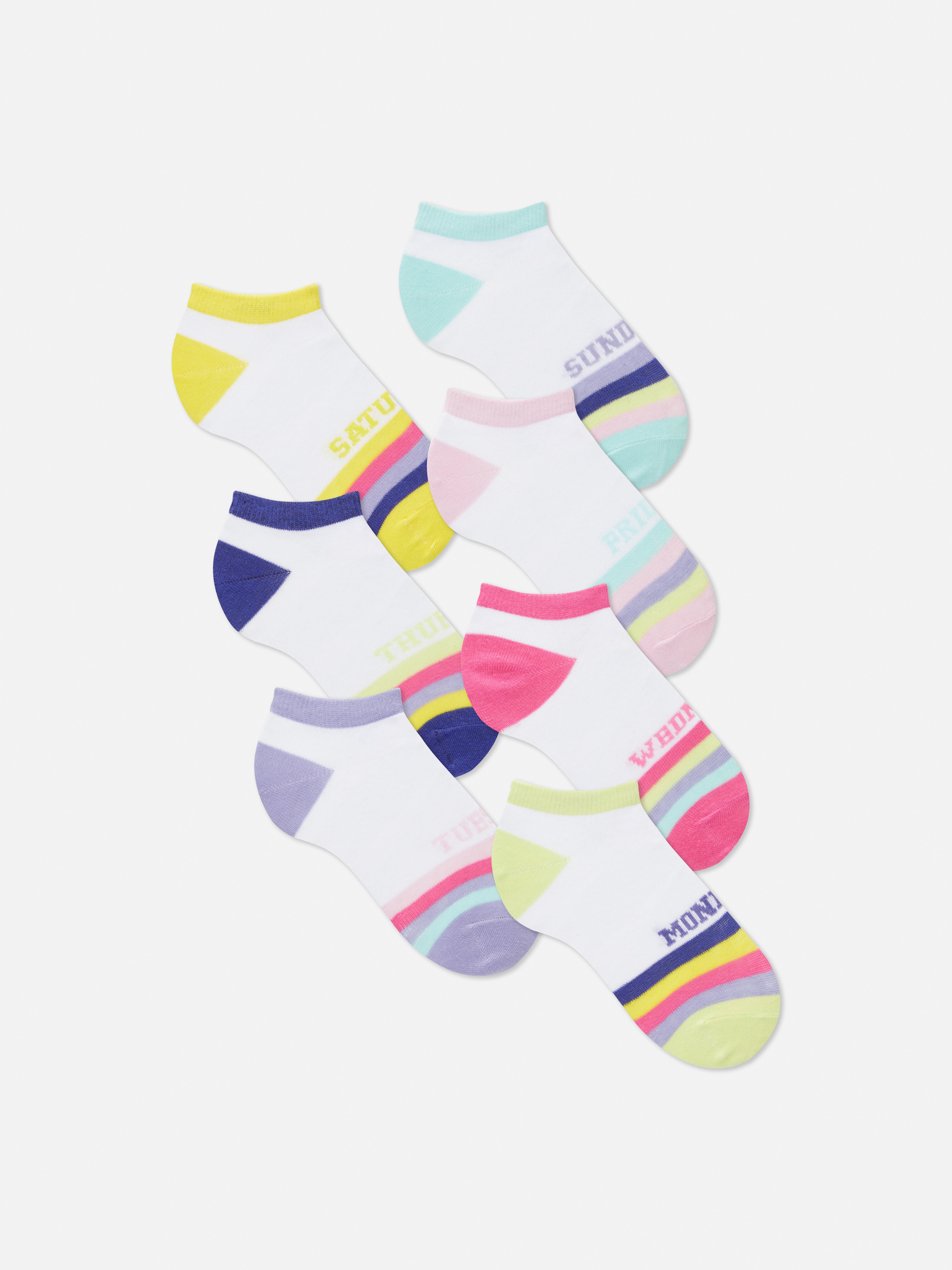 7pk Days of the Week Stripy Trainer Socks