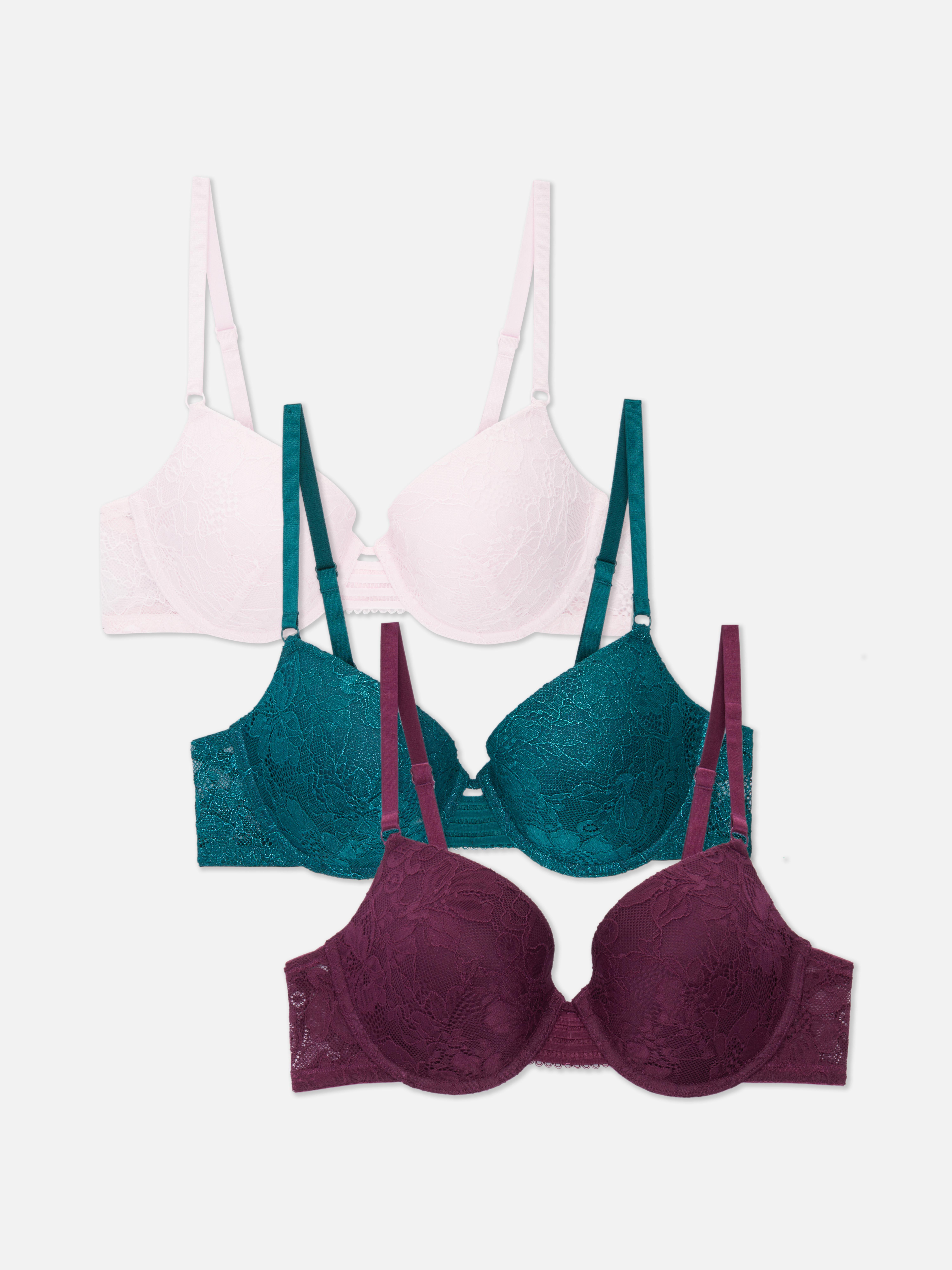 3-Pack A-D All-Over Lace T-Shirt Bras