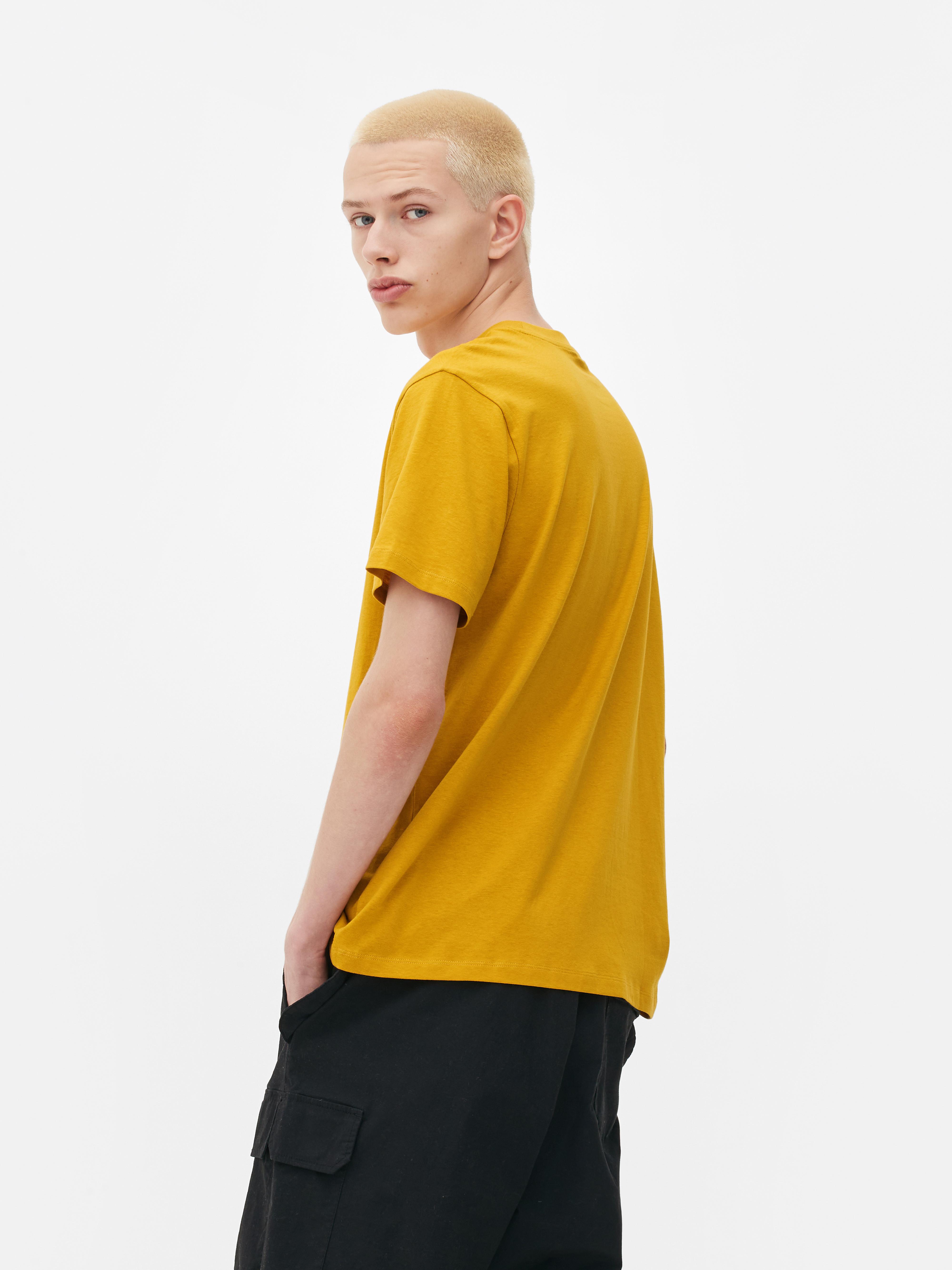 Mens Mustard Essential Plain T-shirt | Primark