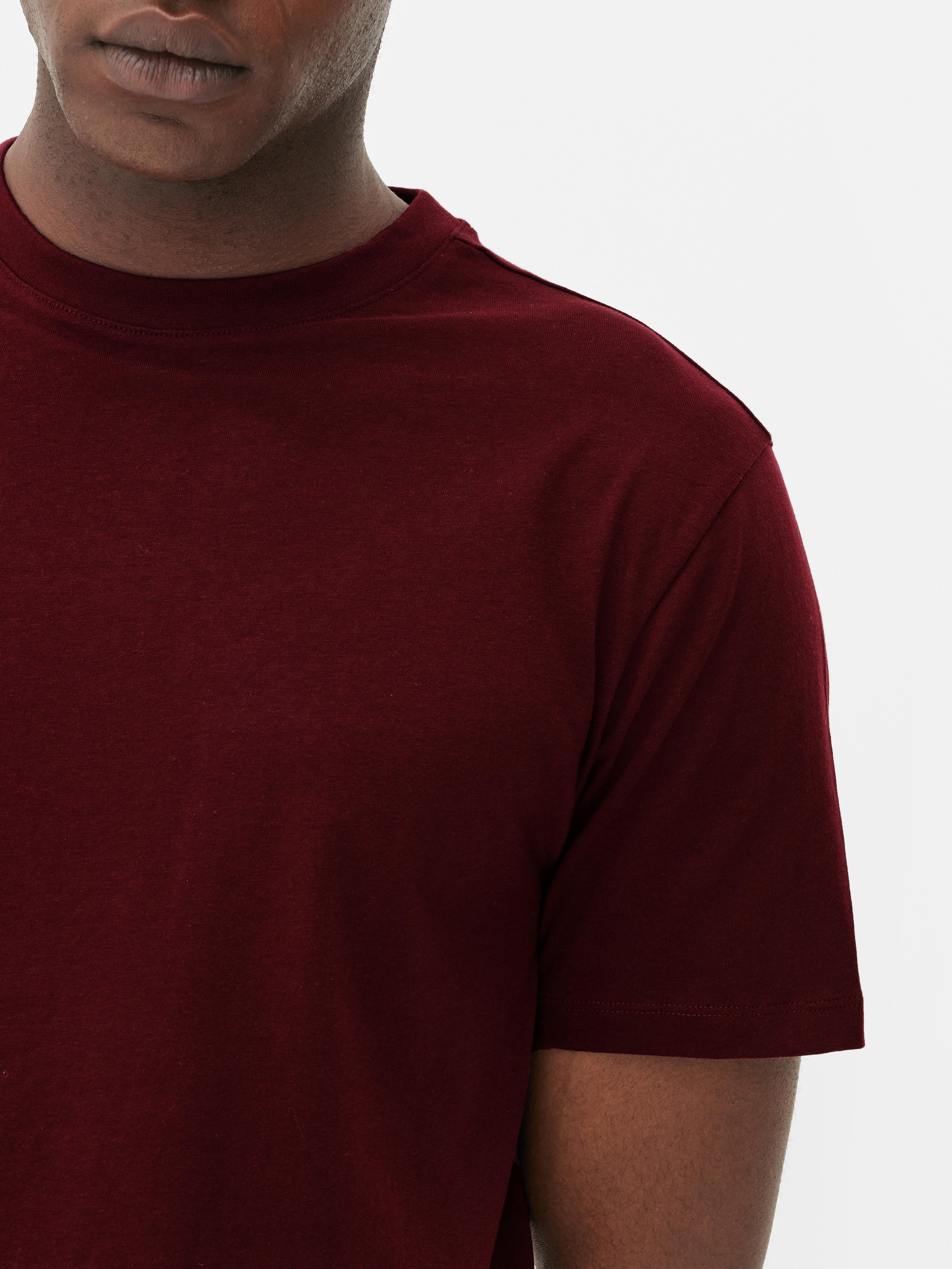 Mens Burgundy Essential Plain T-shirt | Primark