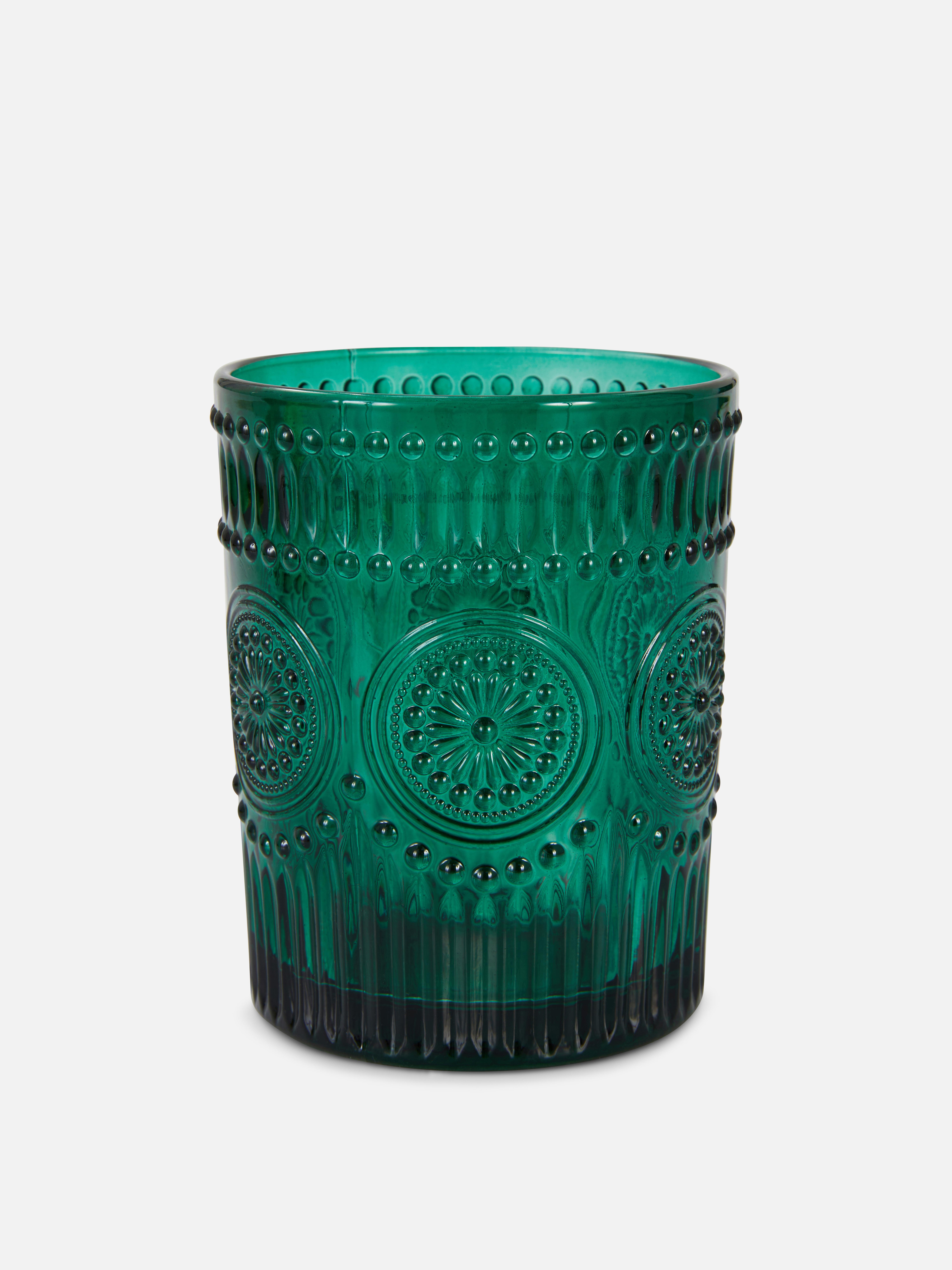 Green Embossed Glass Tumbler Primark