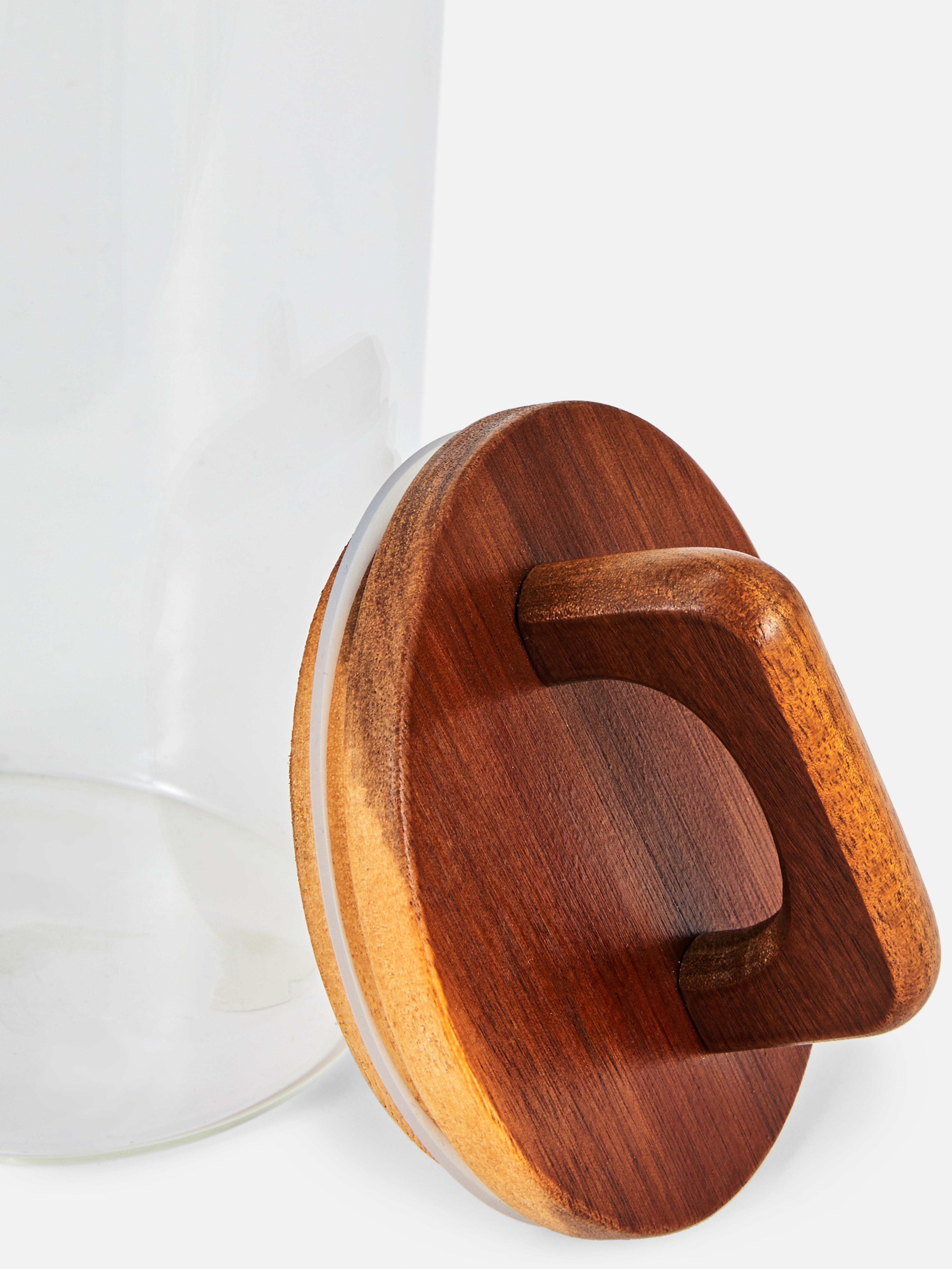 Clear Tall Glass Canister with Wood Handle Primark