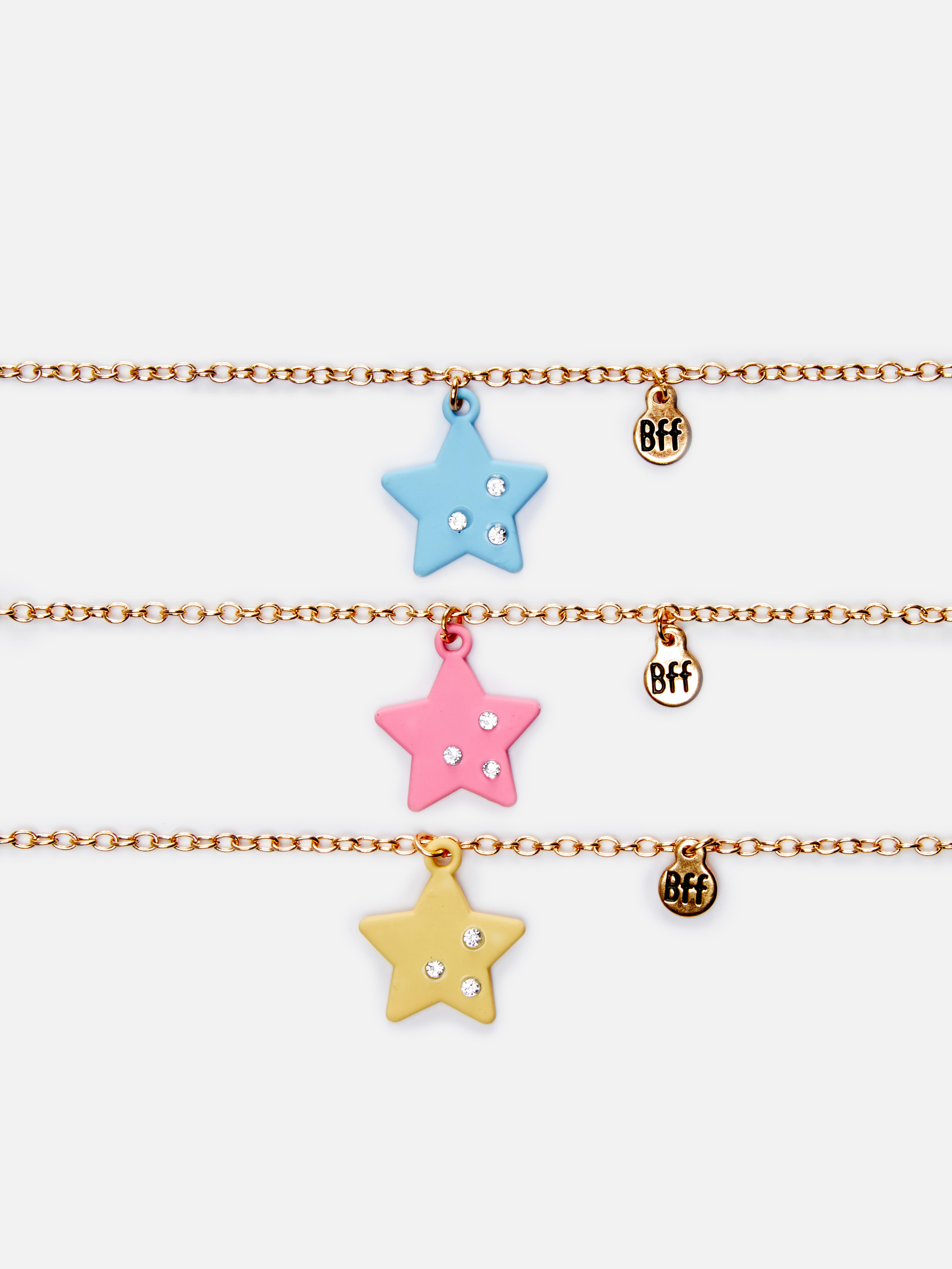 3pk BFF Star Charm Necklaces