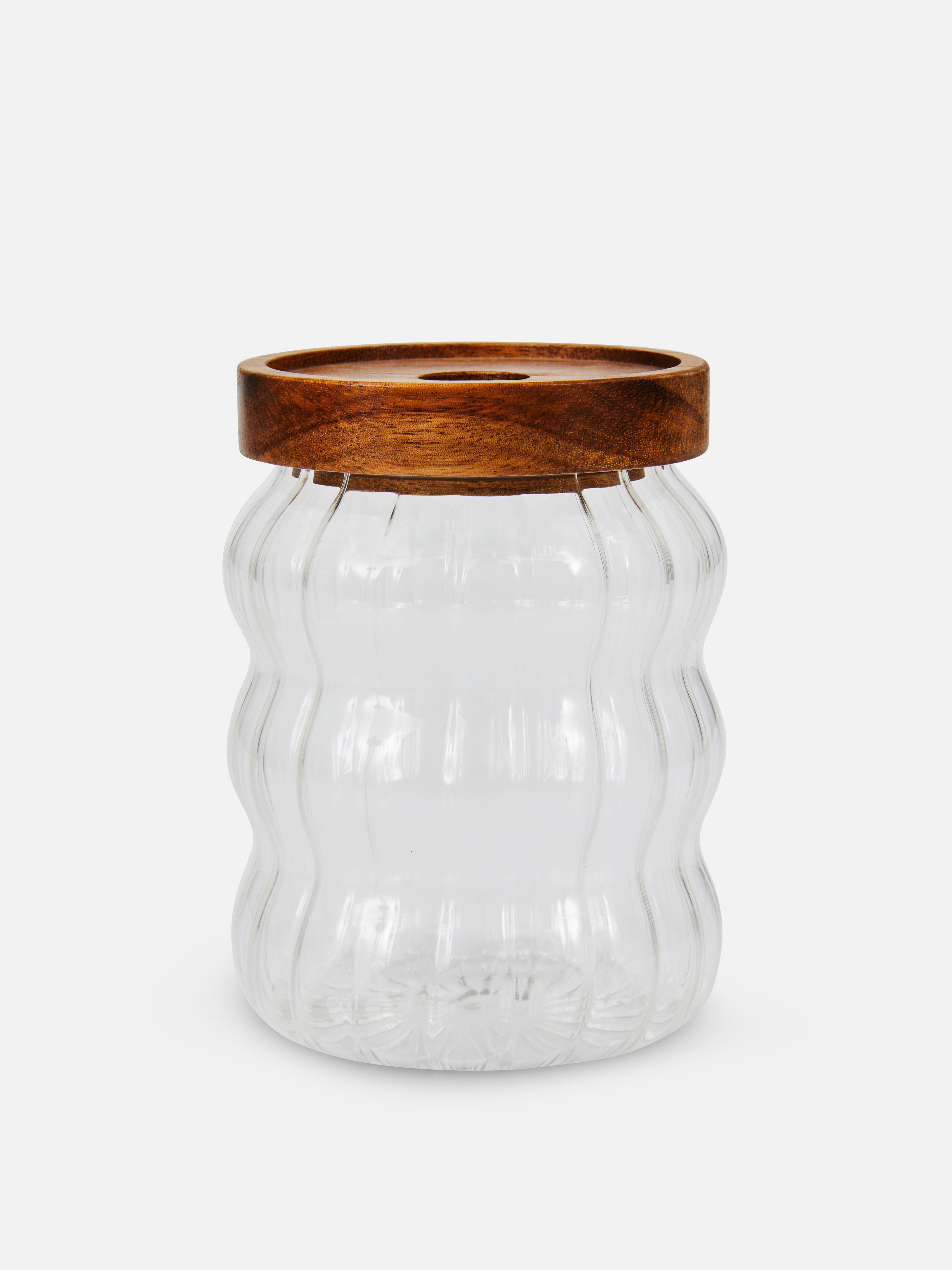 Ridged Glass Container