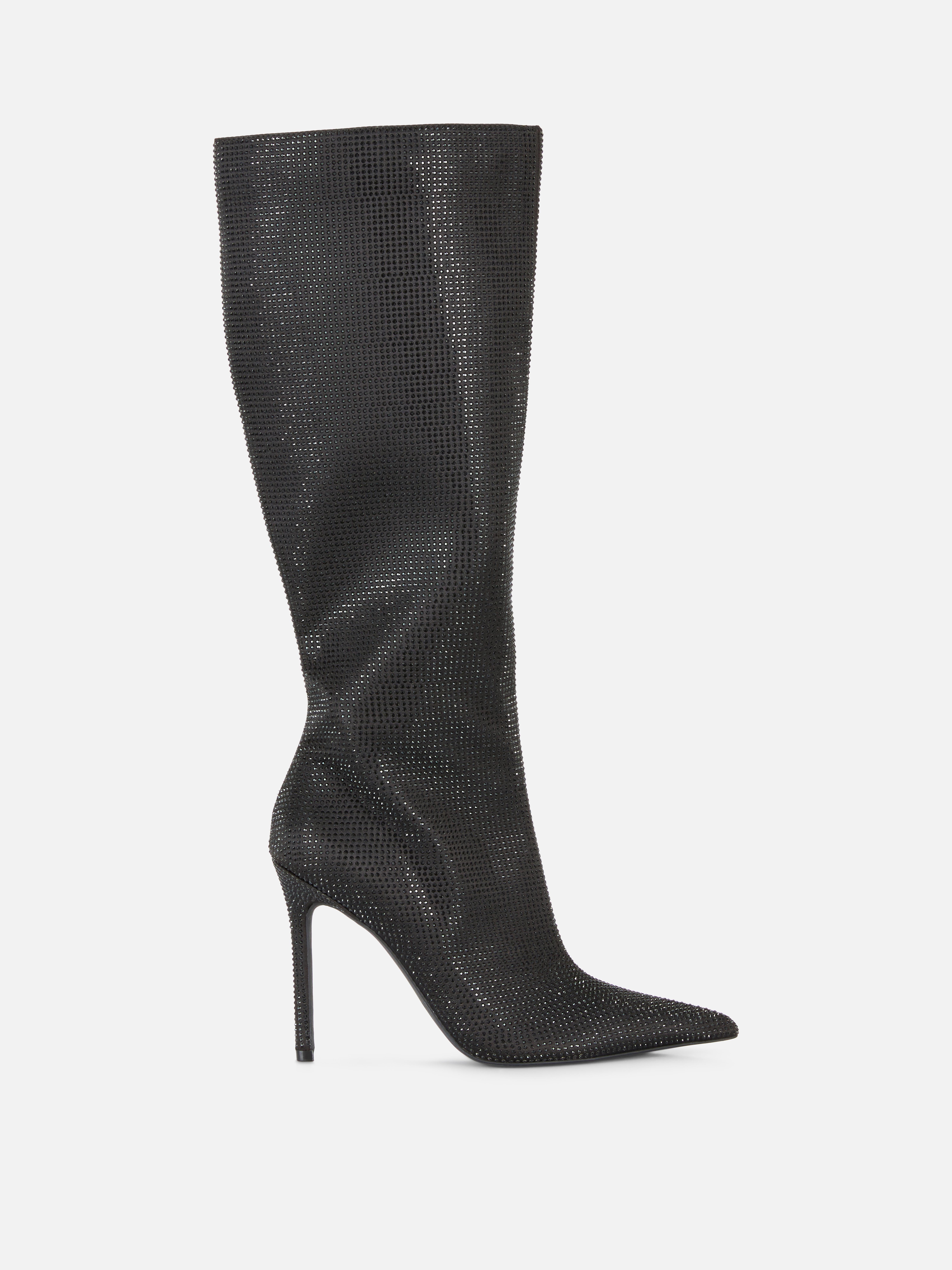 Rita Ora Rhinestone Knee-High Boots