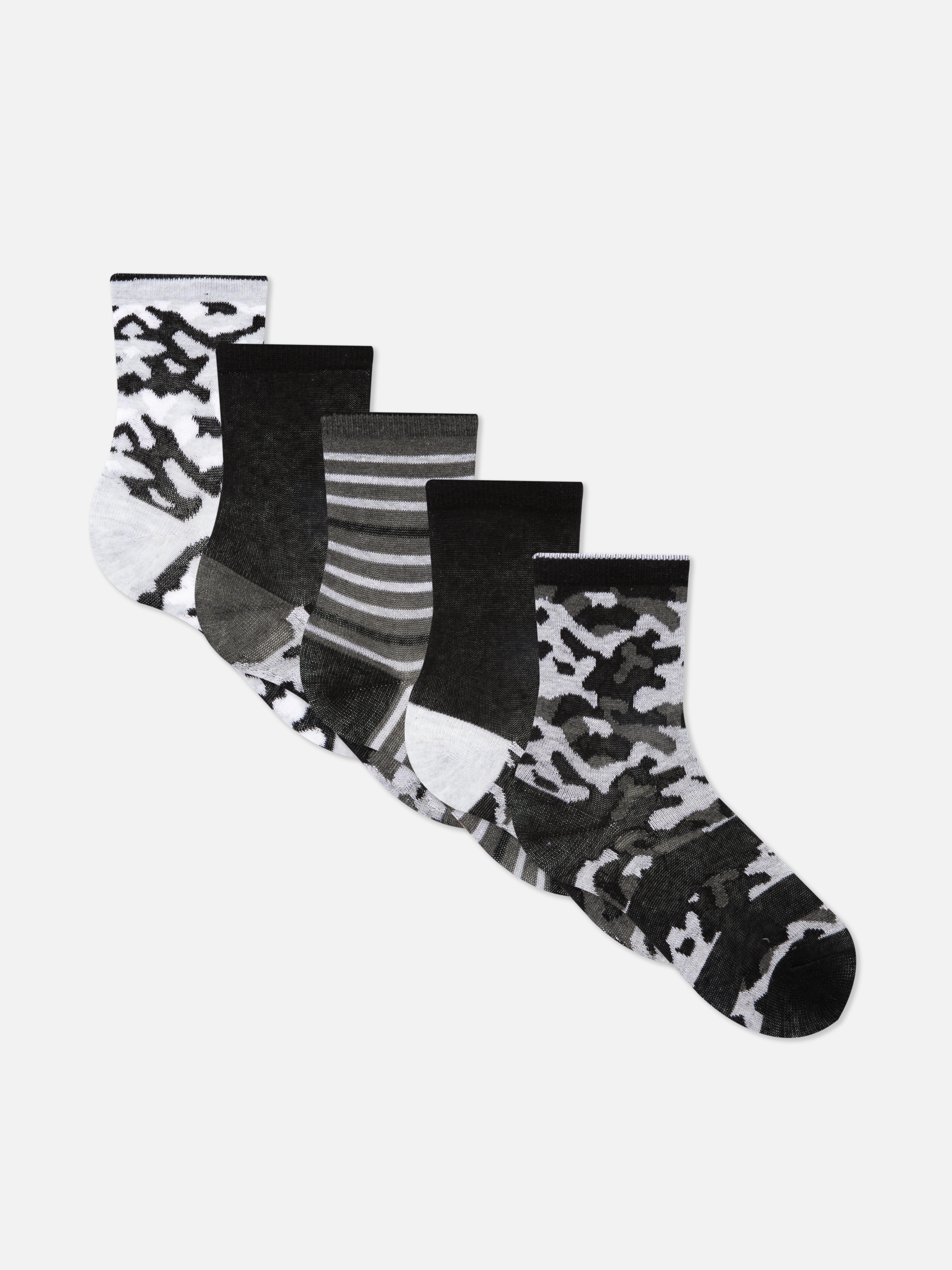 5pk Monochrome Ankle Socks